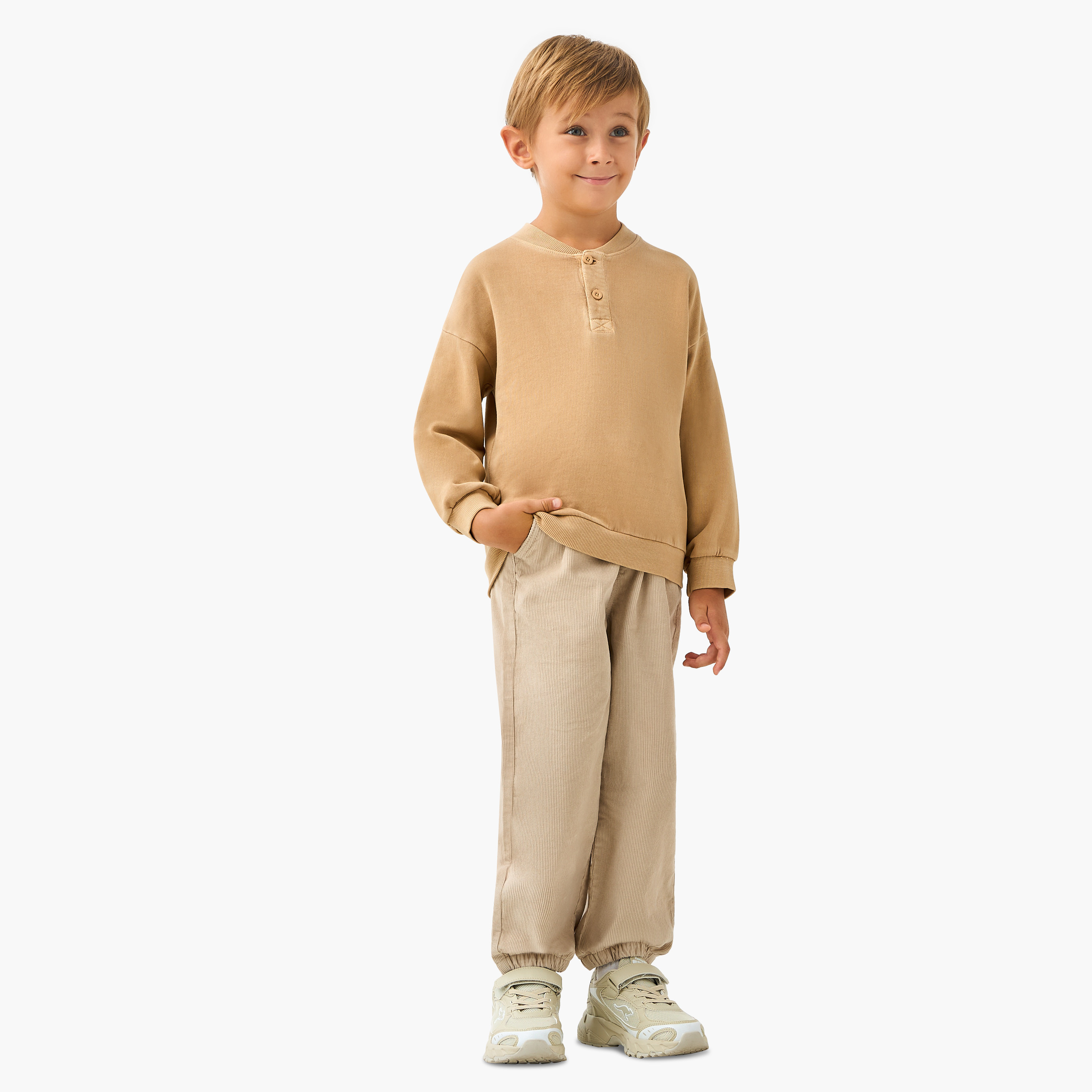 Juniors Boys Trousers with Ribbed Texture - Cotton - Drawstring Waist-baby-boys-clothing-bottoms-joggersandtrackpants-image-2