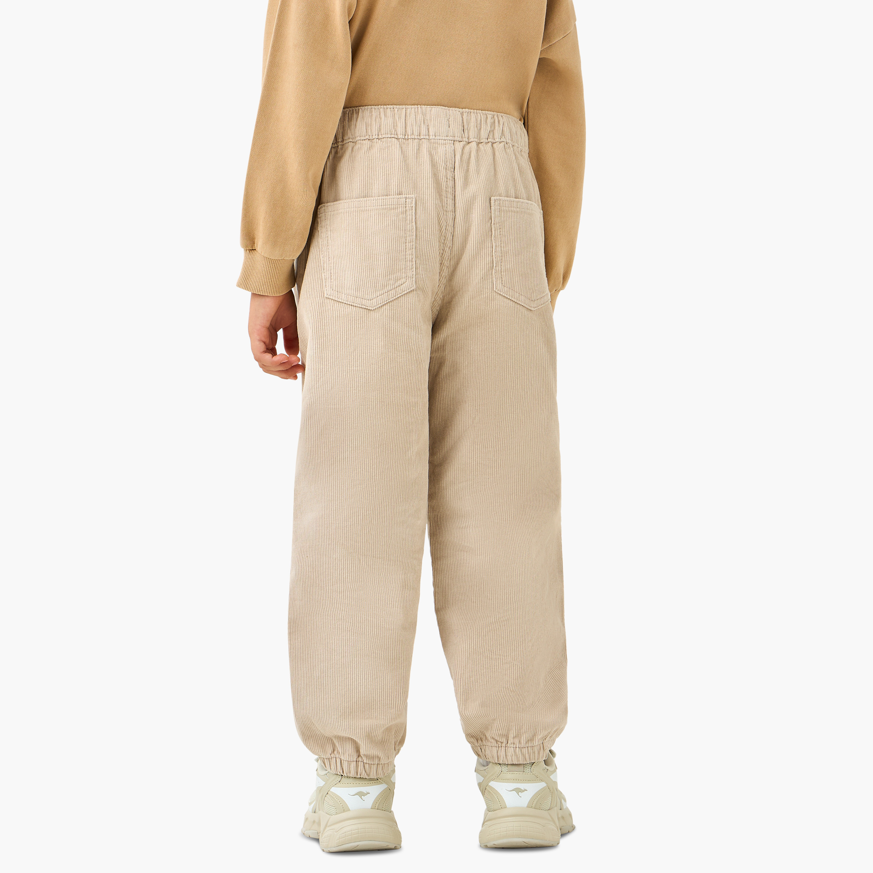 Juniors Boys Trousers with Ribbed Texture - Cotton - Drawstring Waist-baby-boys-clothing-bottoms-joggersandtrackpants-image-3