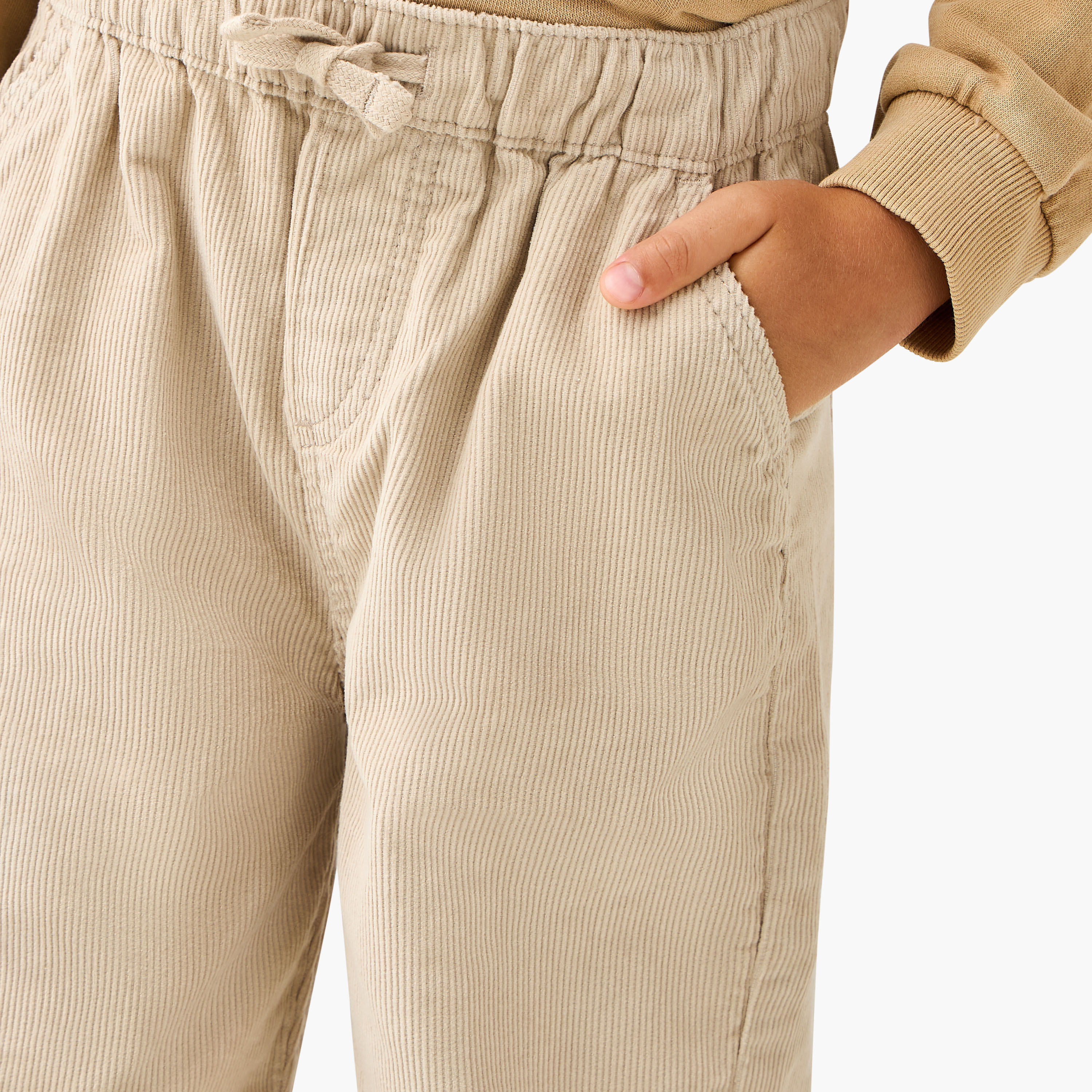 Juniors Boys Trousers with Ribbed Texture - Cotton - Drawstring Waist-baby-boys-clothing-bottoms-joggersandtrackpants-image-4
