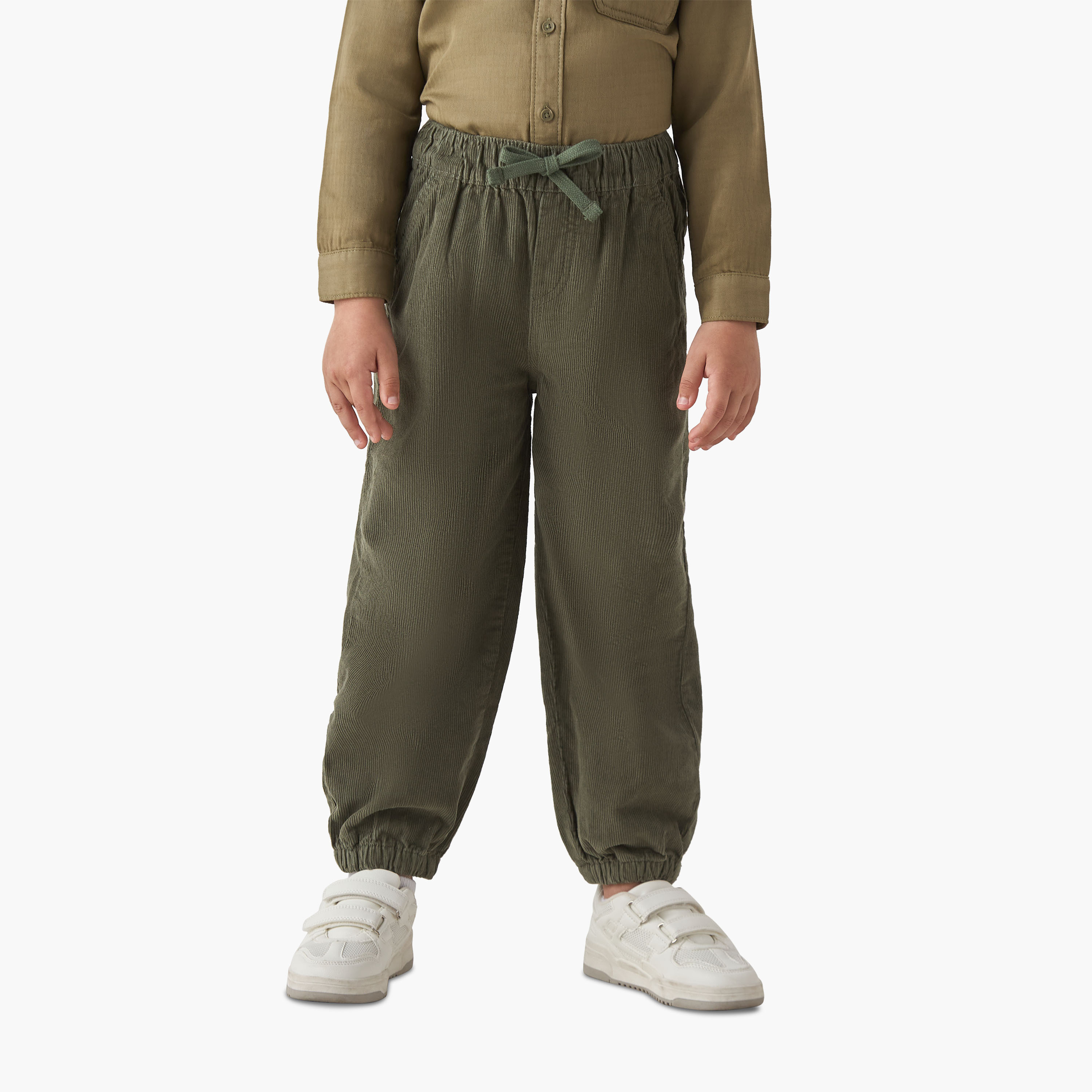 بنطلون رياضي قطن بملمس كوردوري وقصّة عادية وخصر مطاطي للأولاد من جونيورز-boys-clothing-bottoms-joggersandtrackpants-image-5