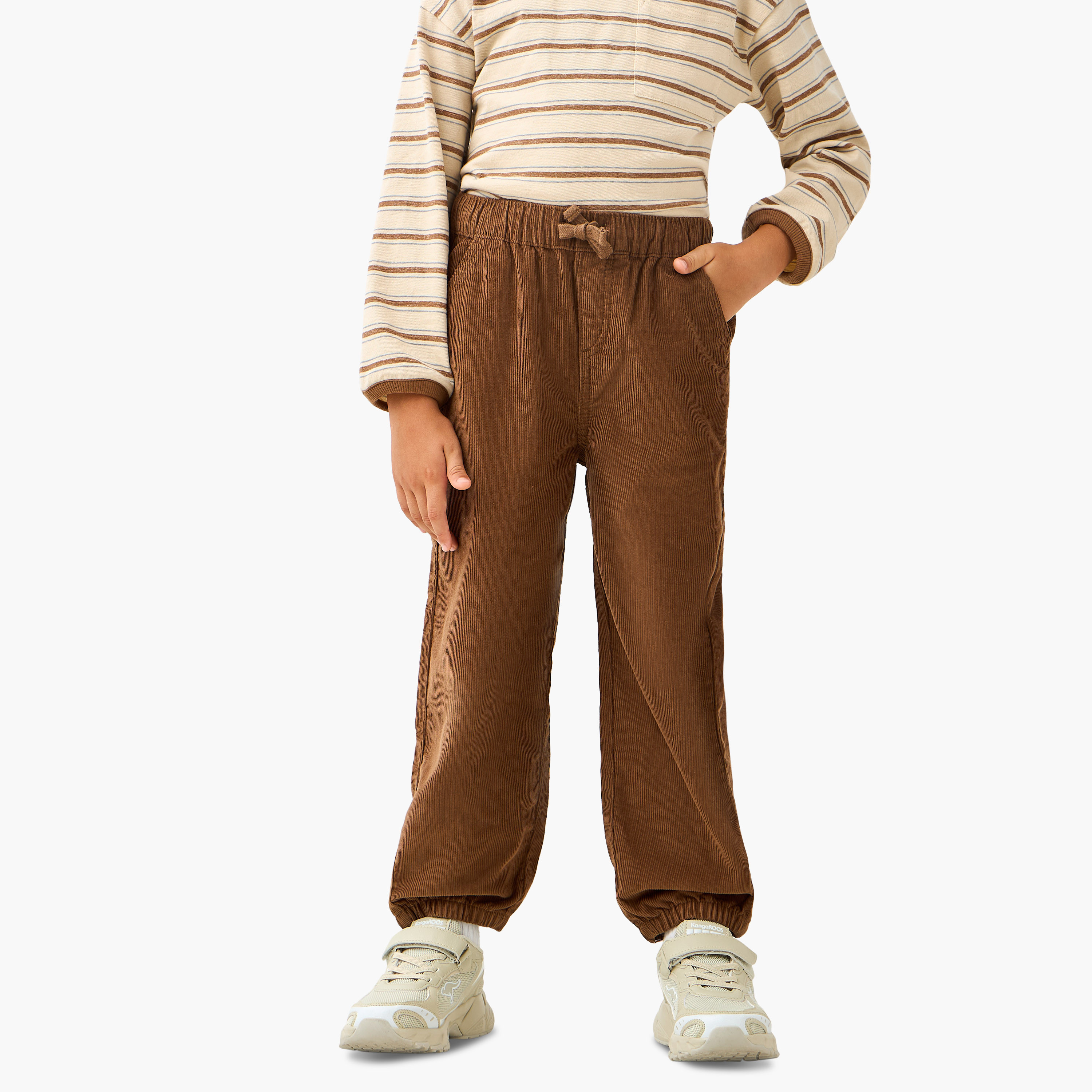 Juniors Boys Joggers with Corduroy Texture - Cotton - Elasticated Waist- Regular-boys-clothing-bottoms-joggersandtrackpants-image-1