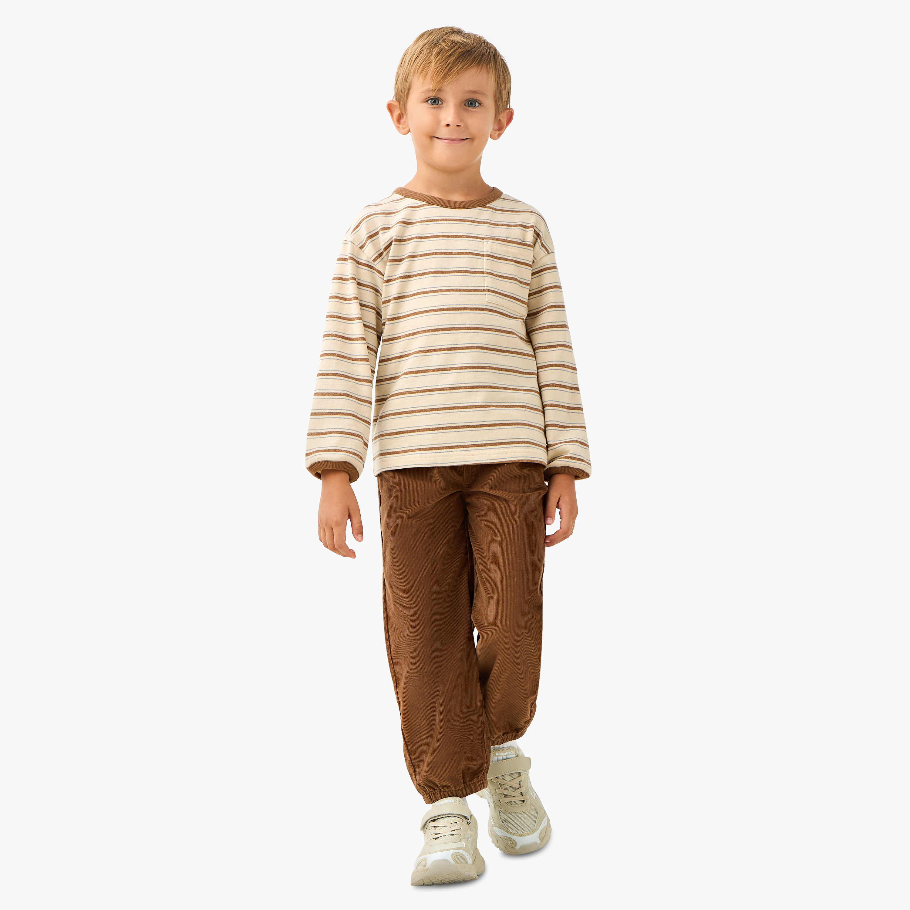Juniors Boys Joggers with Corduroy Texture - Cotton - Elasticated Waist- Regular-boys-clothing-bottoms-joggersandtrackpants-image-2