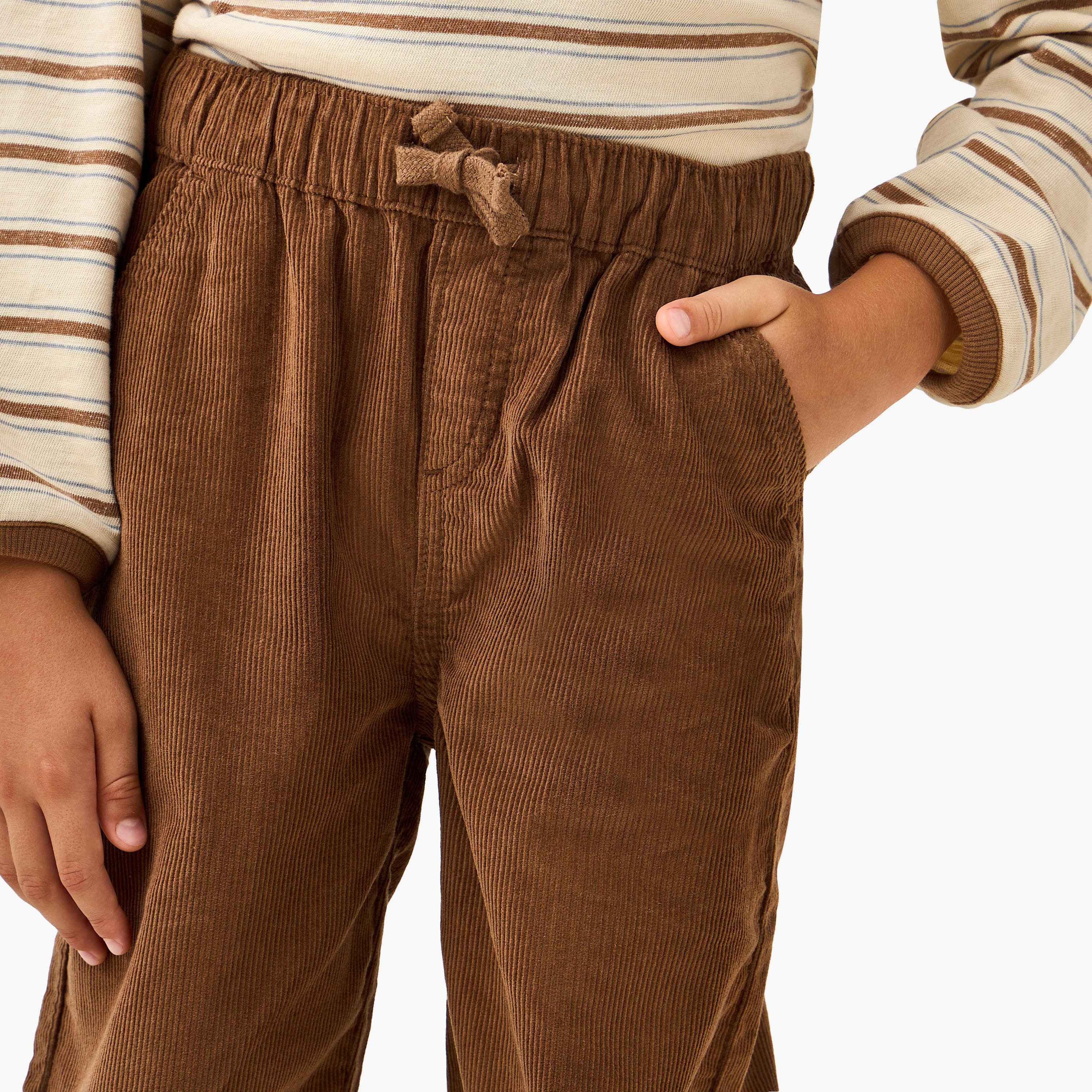 Juniors Boys Joggers with Corduroy Texture - Cotton - Elasticated Waist- Regular-boys-clothing-bottoms-joggersandtrackpants-image-4