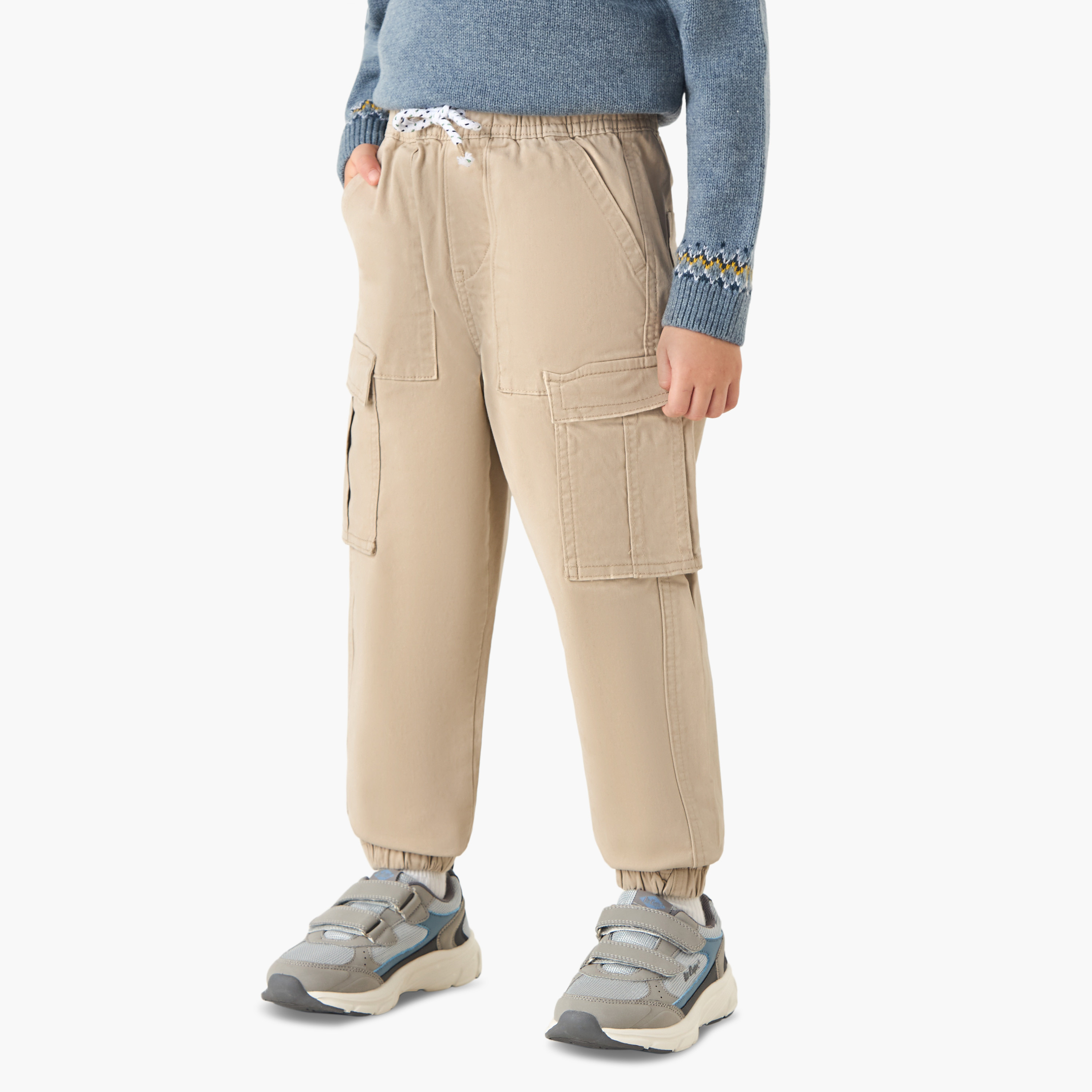 Juniors Solid Cargo Joggers with Drawstring Closure-boys-clothing-bottoms-joggersandtrackpants-image-1