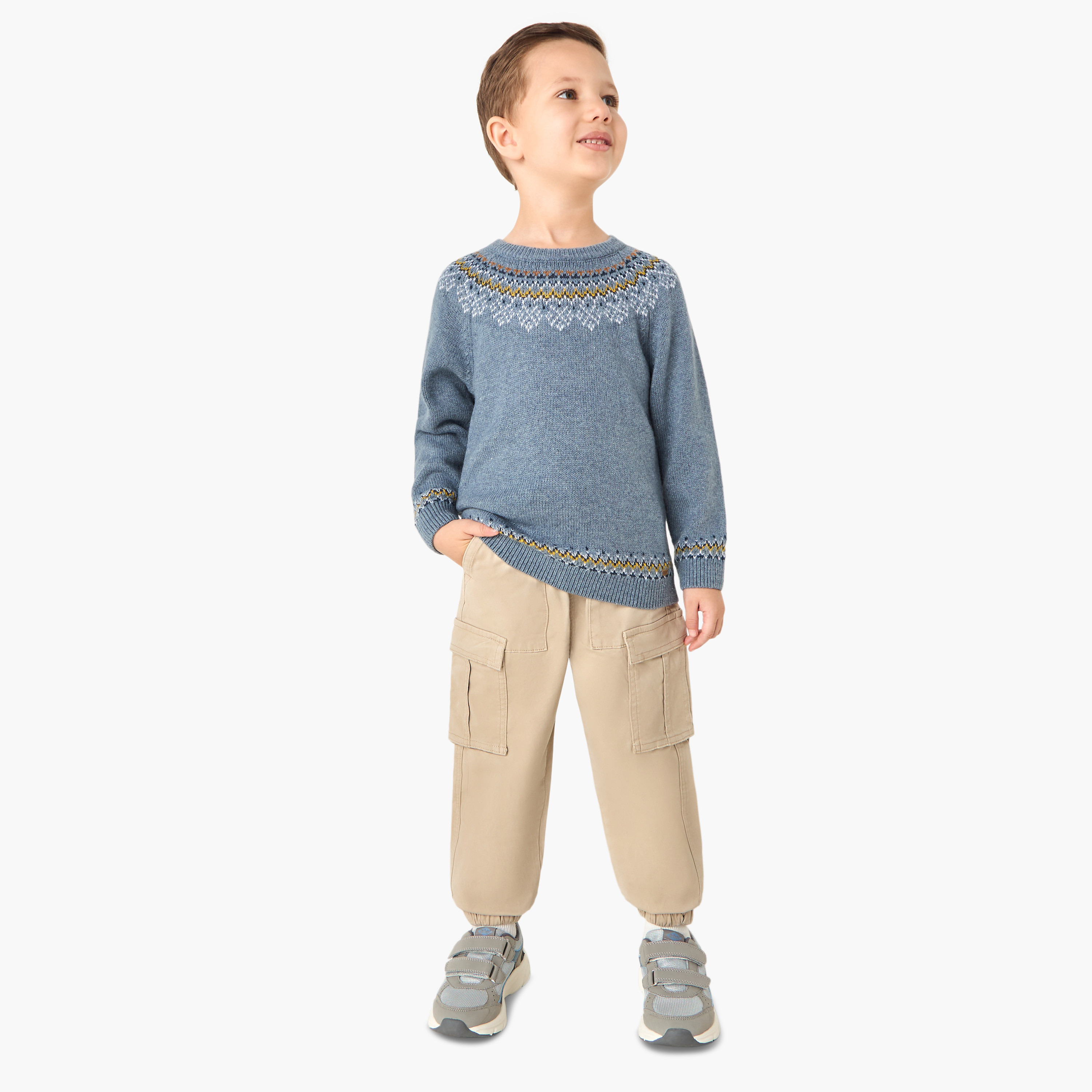 Juniors Solid Cargo Joggers with Drawstring Closure-boys-clothing-bottoms-joggersandtrackpants-image-2