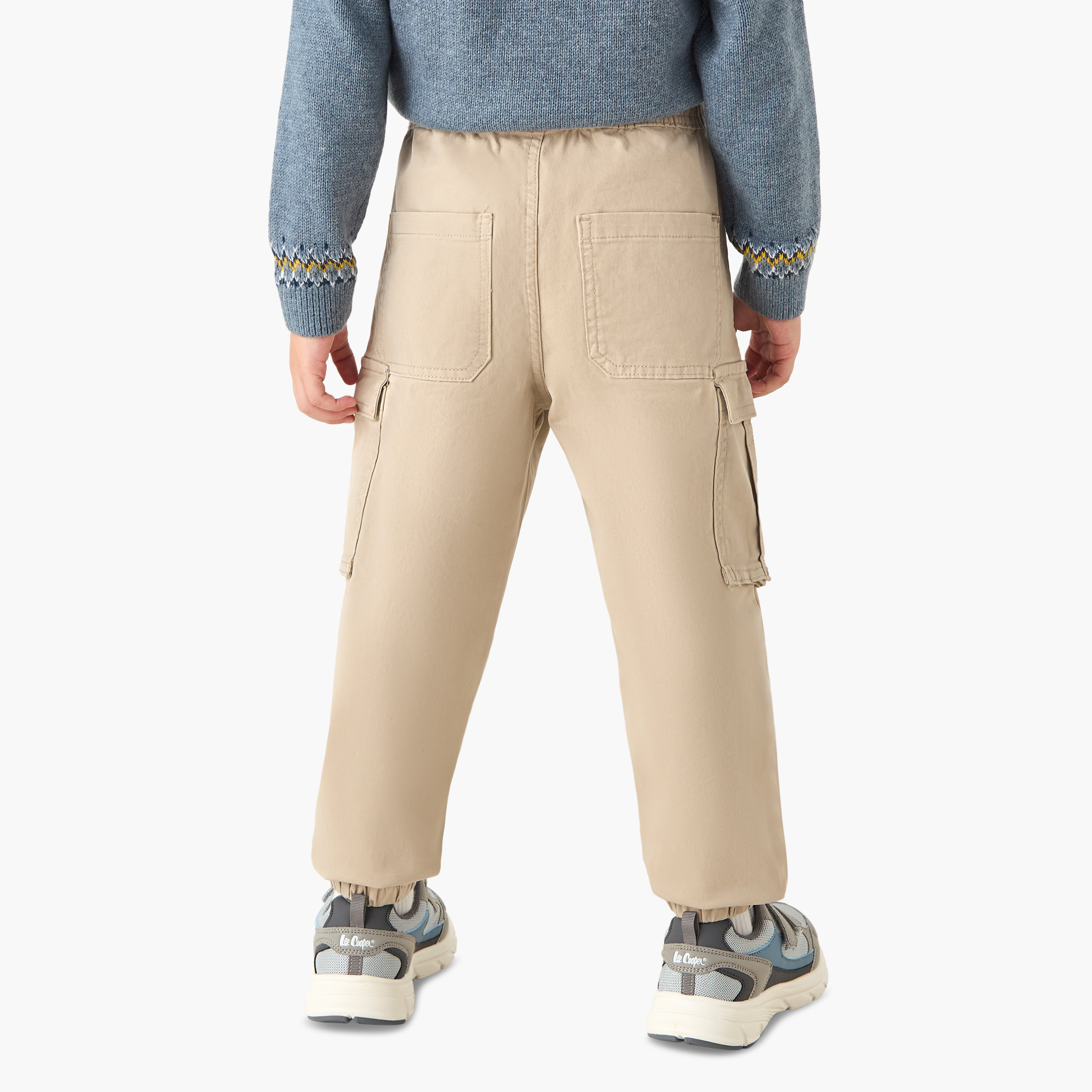 Juniors Solid Cargo Joggers with Drawstring Closure-boys-clothing-bottoms-joggersandtrackpants-image-3