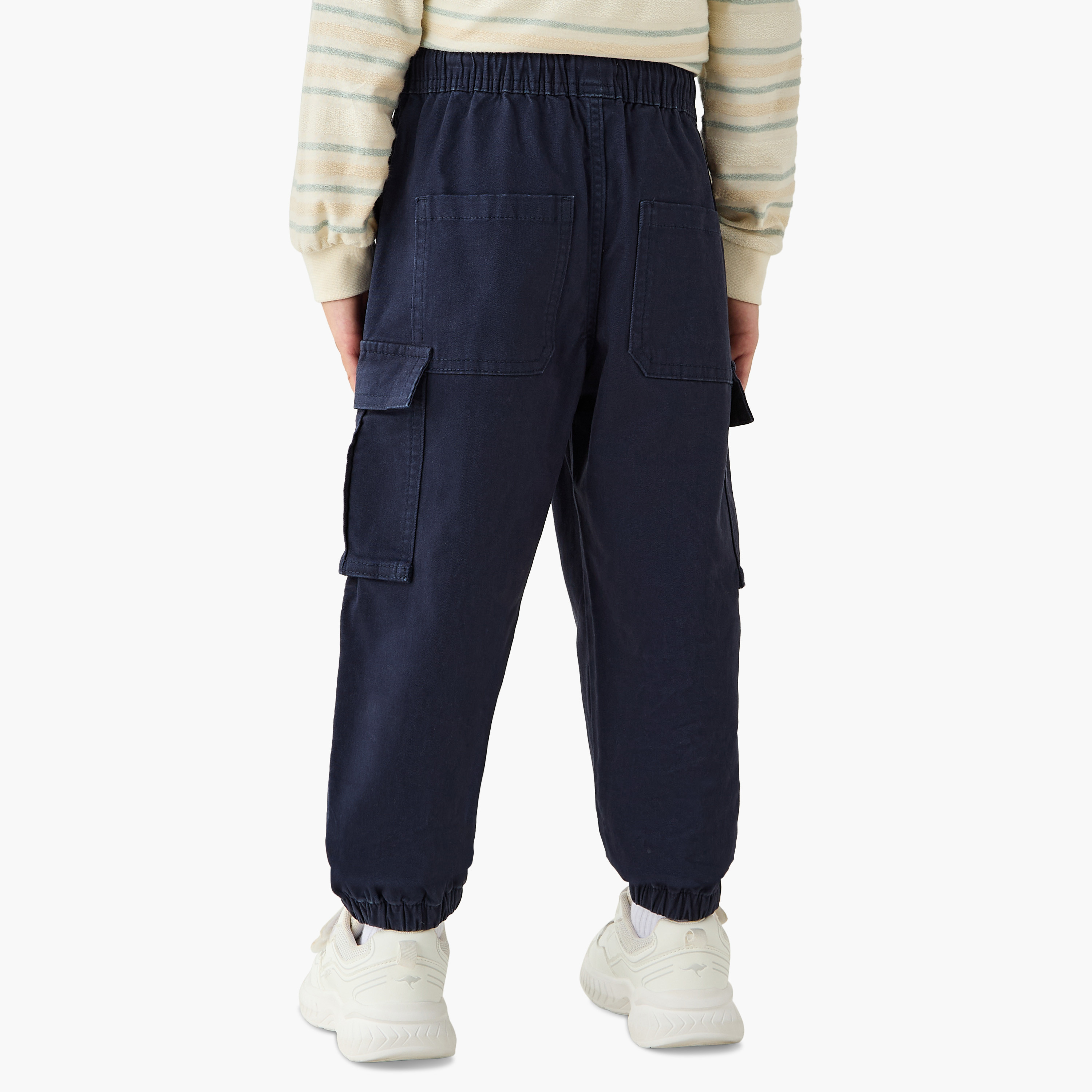 Juniors Solid Cargo Joggers with Drawstring Closure-boys-clothing-bottoms-joggersandtrackpants-image-3