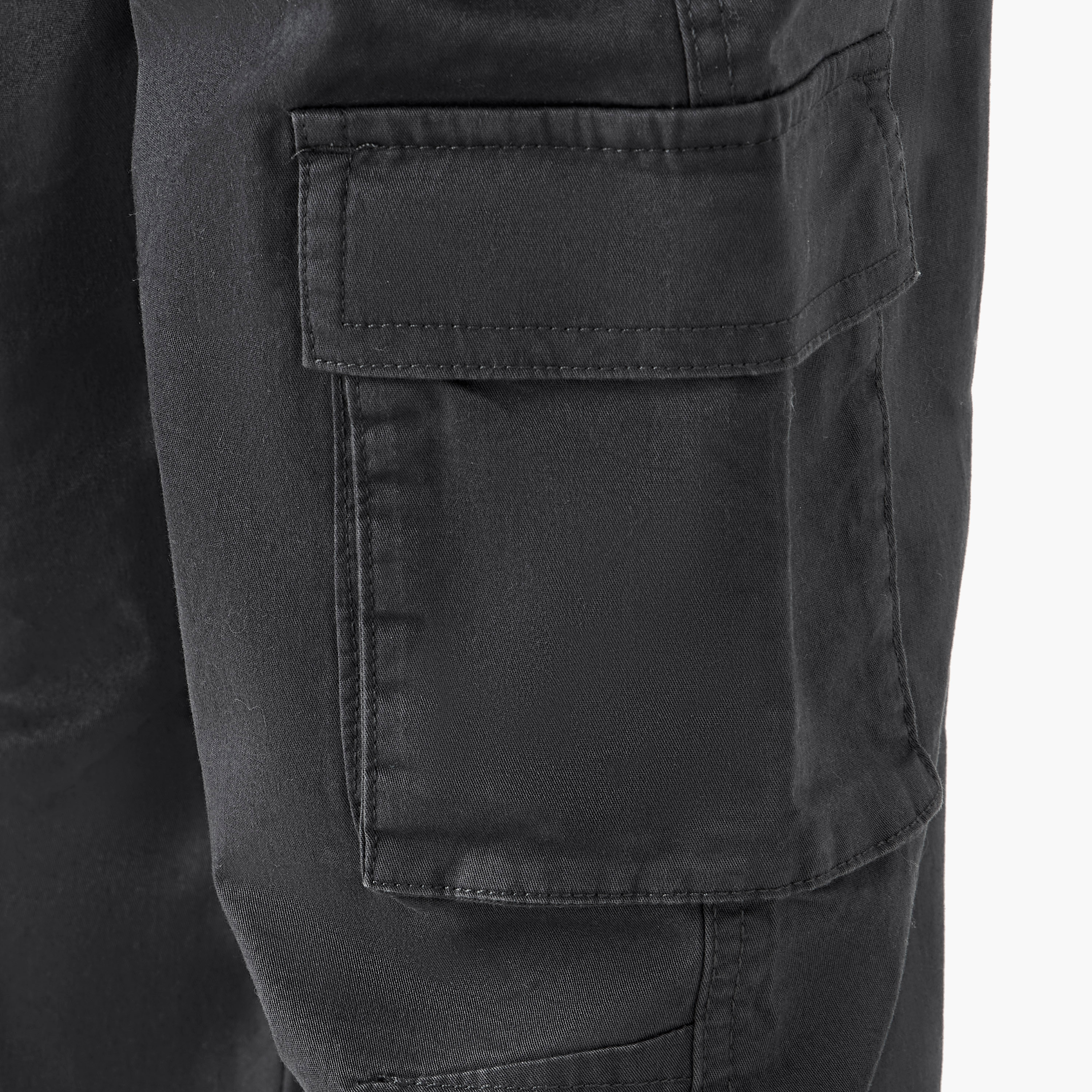 Juniors Solid Cargo Pants with Pockets-baby-boys-clothing-bottoms-joggersandtrackpants-image-5