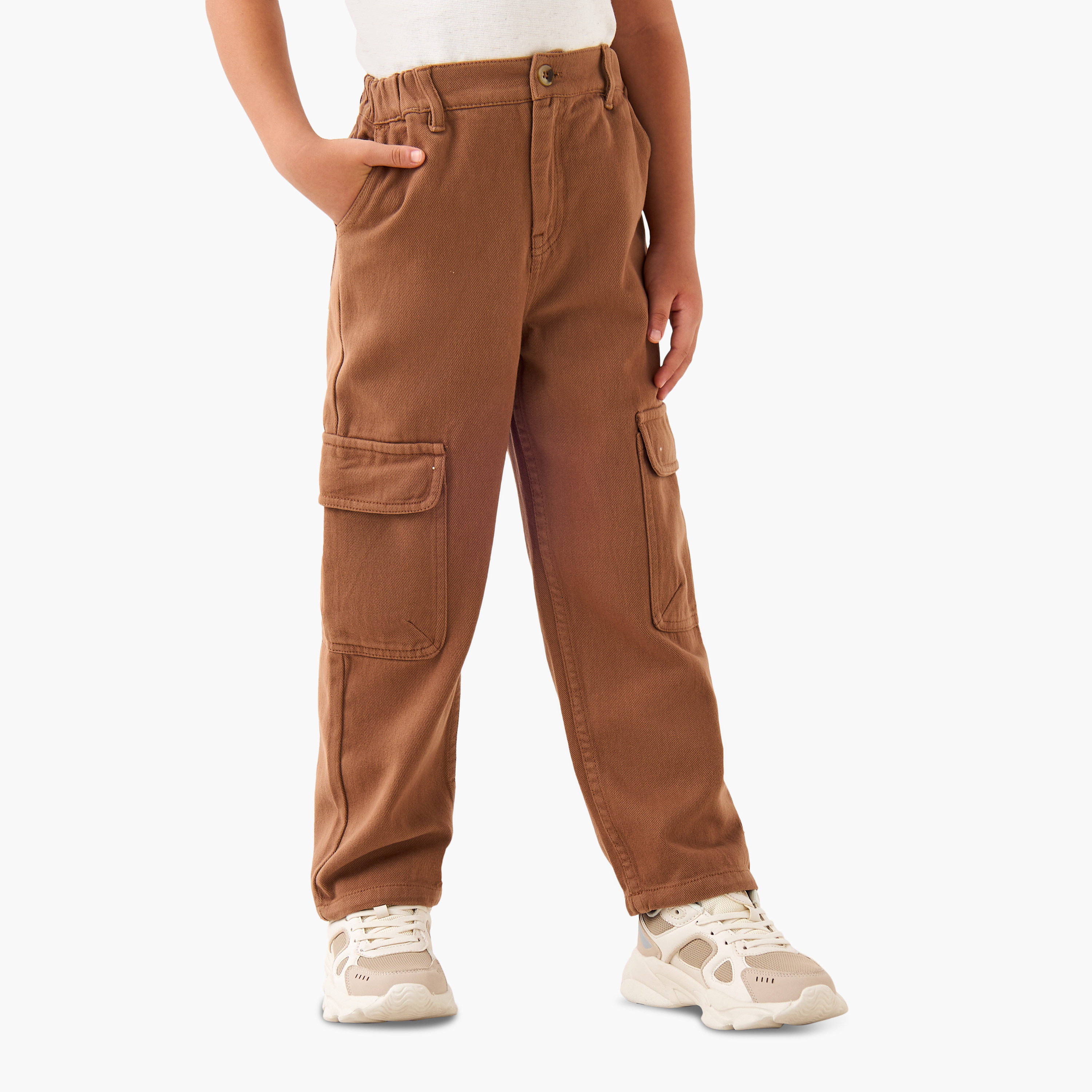Juniors Boys Trousers with Pockets - Cotton - Button Waist- Regular Fit-boys-clothing-bottoms-trousers-image-1