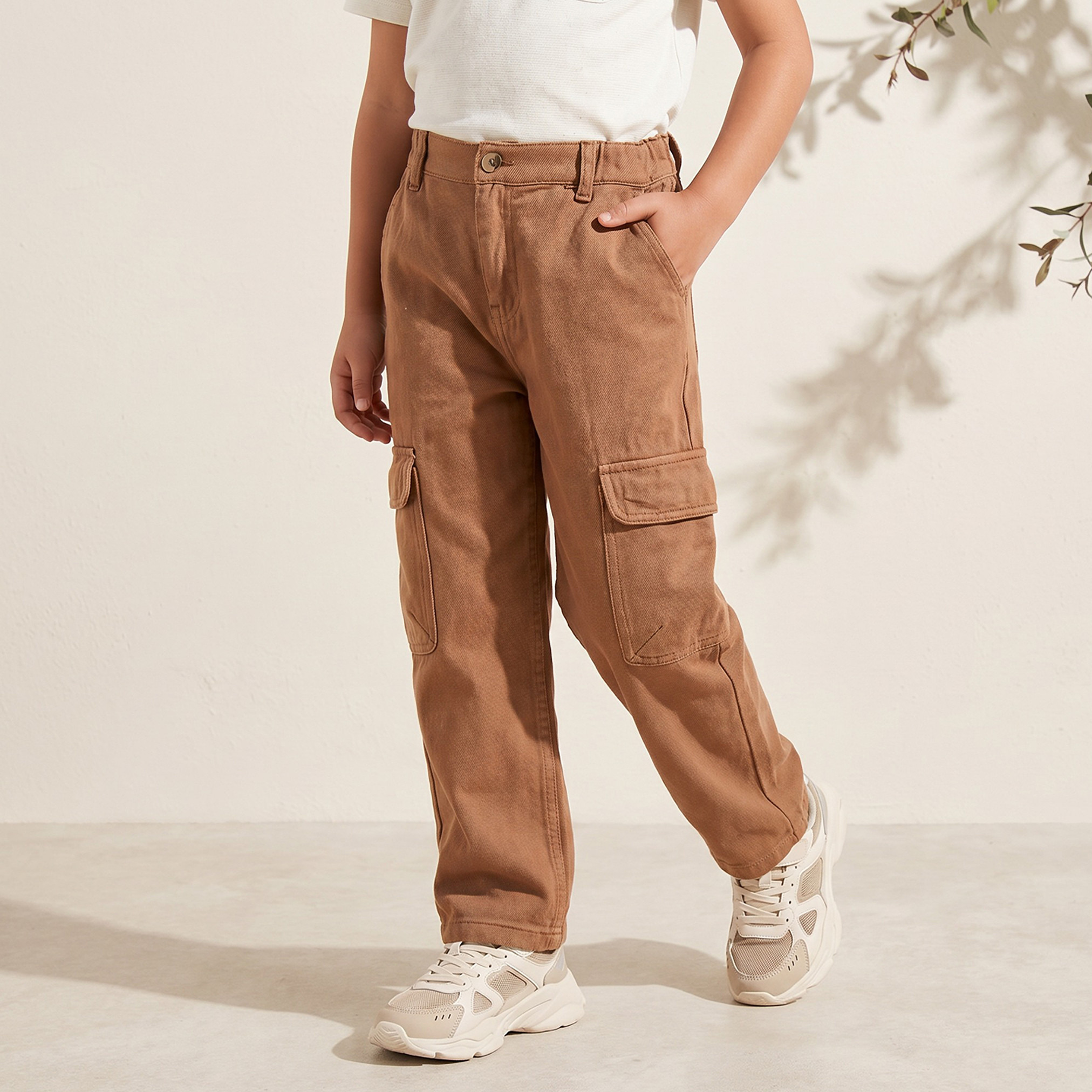 Juniors Boys Trousers with Pockets - Cotton - Button Waist- Regular Fit-boys-clothing-bottoms-trousers-image-1