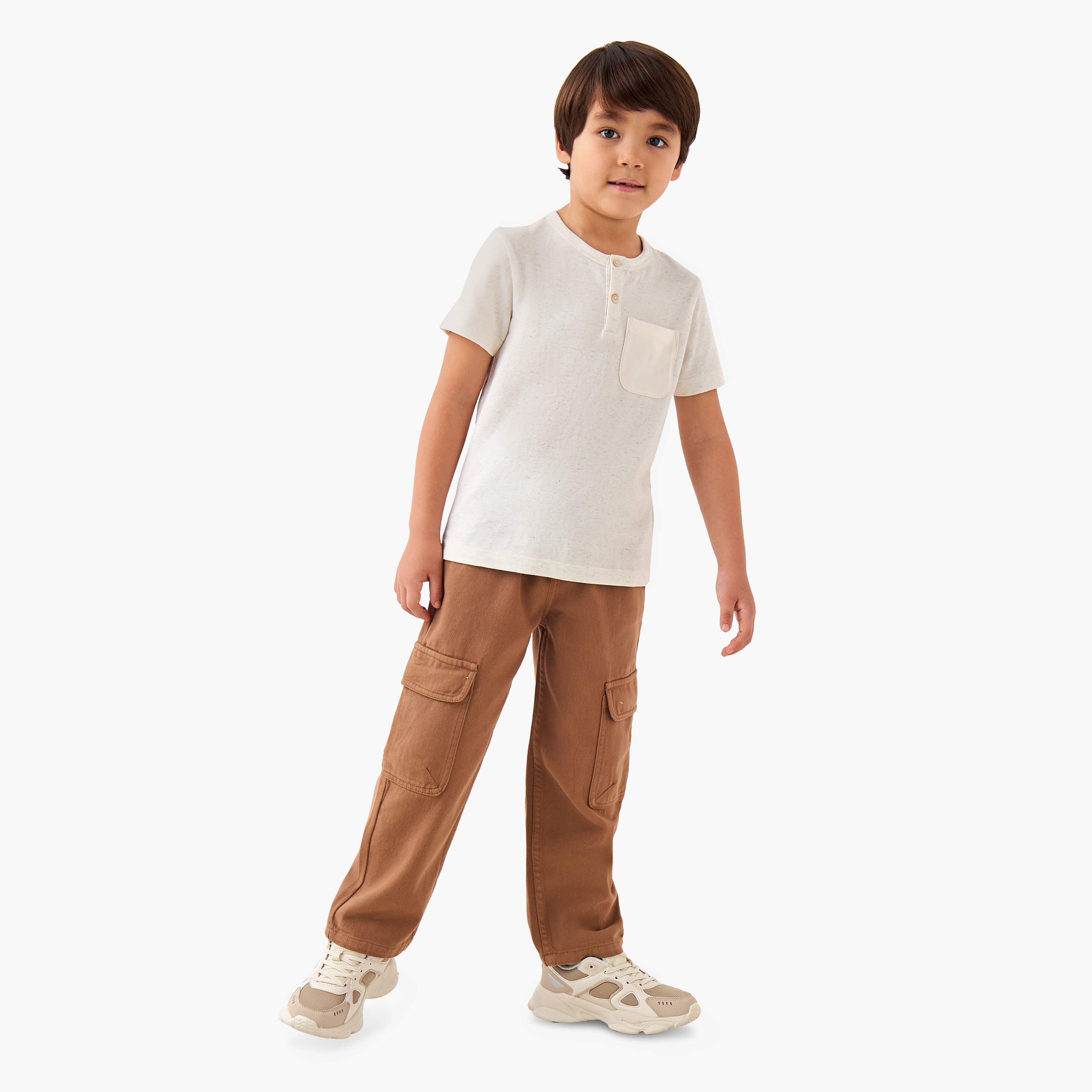 Juniors Boys Trousers with Pockets - Cotton - Button Waist- Regular Fit-boys-clothing-bottoms-trousers-image-2