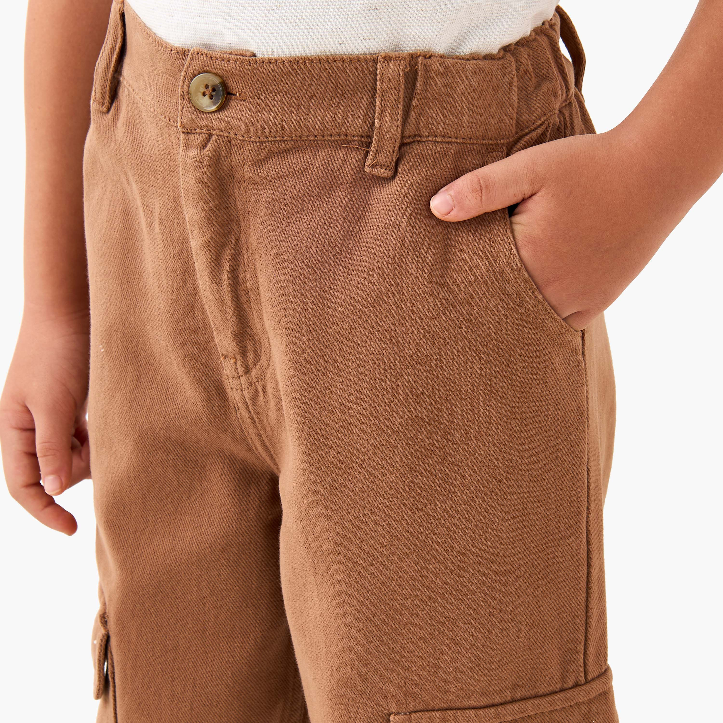 Juniors Boys Trousers with Pockets - Cotton - Button Waist- Regular Fit-boys-clothing-bottoms-trousers-image-4
