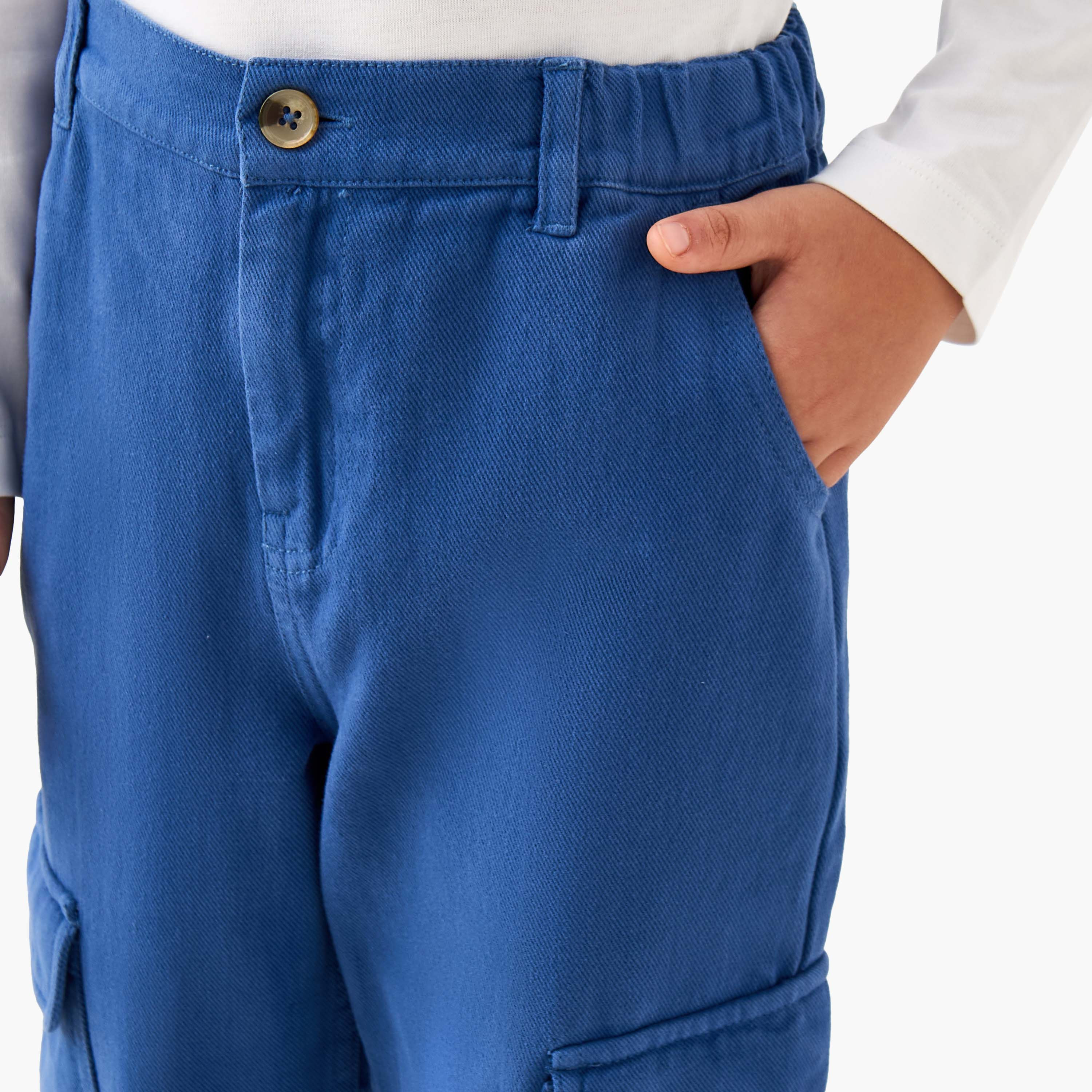 Juniors Boys Trousers with Pockets - Cotton - Button Waist- Regular Fit-boys-clothing-bottoms-trousers-image-4