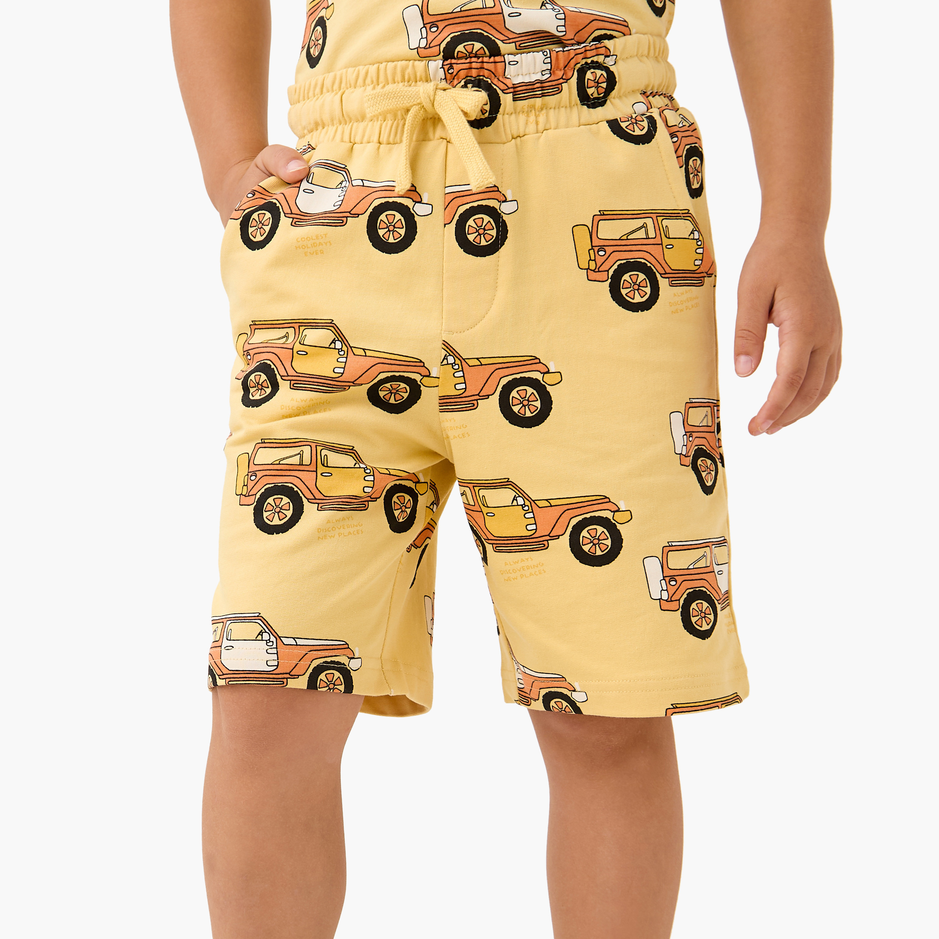 Juniors All-Over Vehicle Print Shorts with Drawstring Closure-boys-clothing-bottoms-shorts-image-1