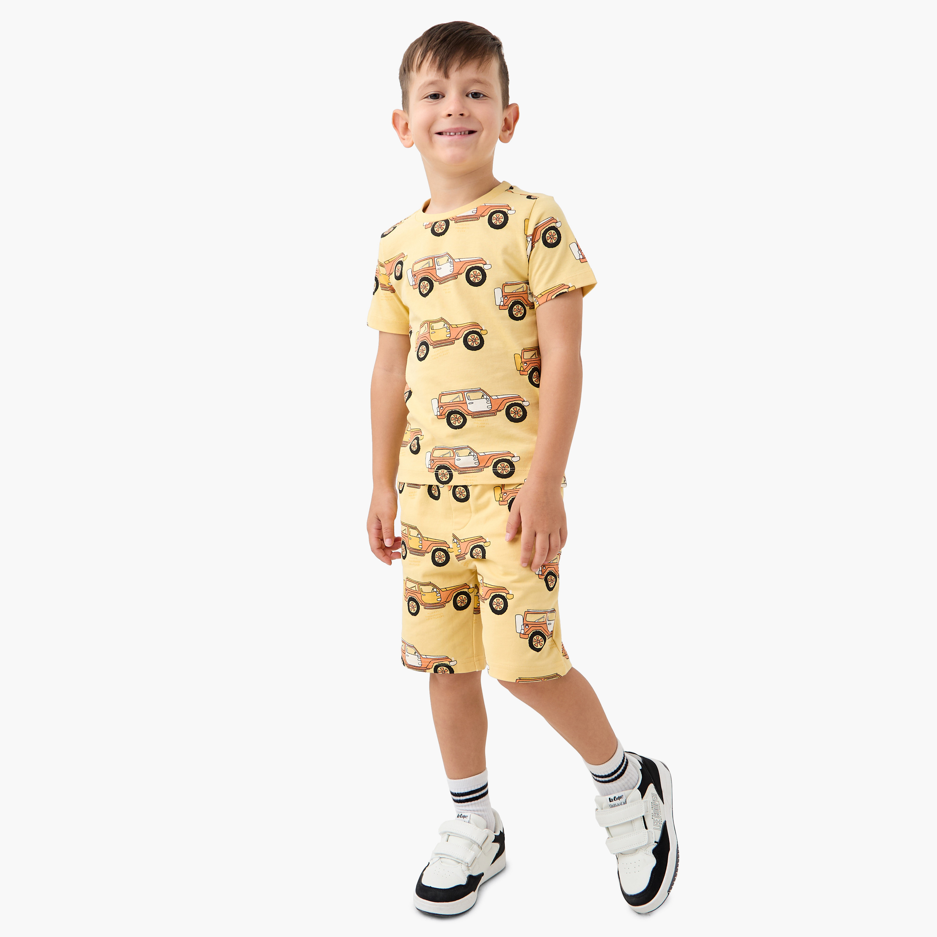 Juniors All-Over Vehicle Print Shorts with Drawstring Closure-boys-clothing-bottoms-shorts-image-2