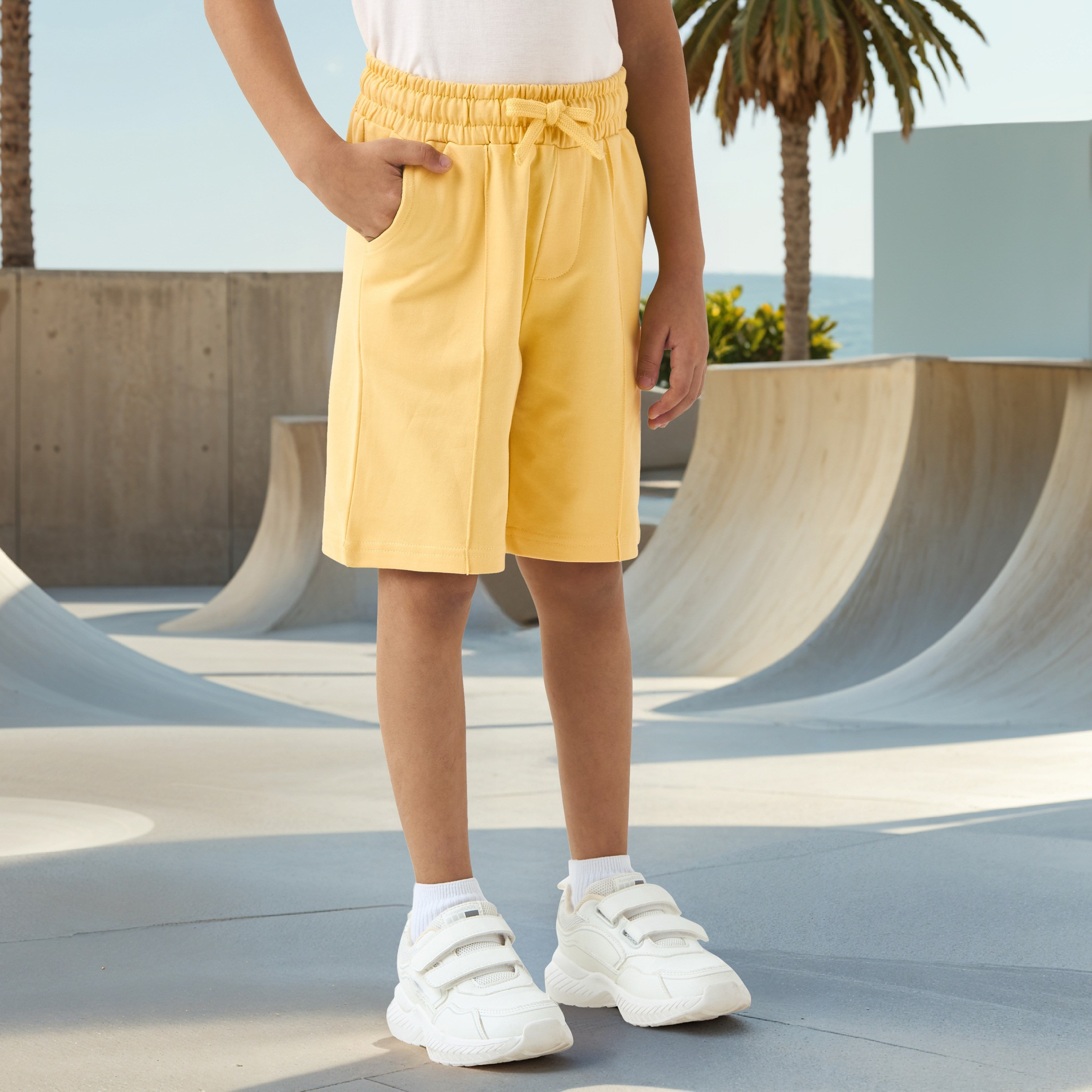 Juniors Solid Shorts with Drawstring Closure and Pockets-boys-clothing-bottoms-shorts-image-1
