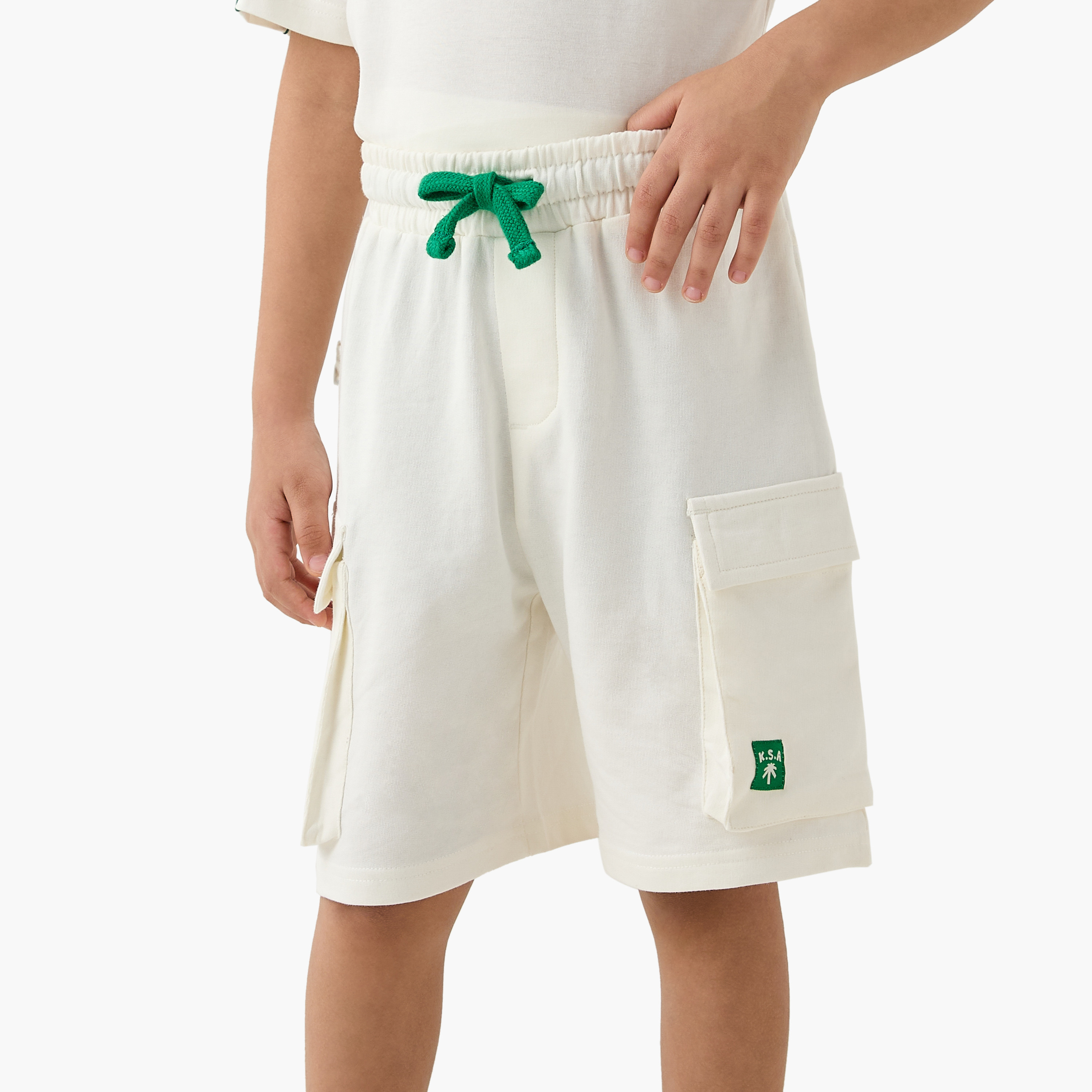Juniors KSA National Day Applique Cargo Shorts with Drawstring Closure-boys-clothing-bottoms-shorts-image-1