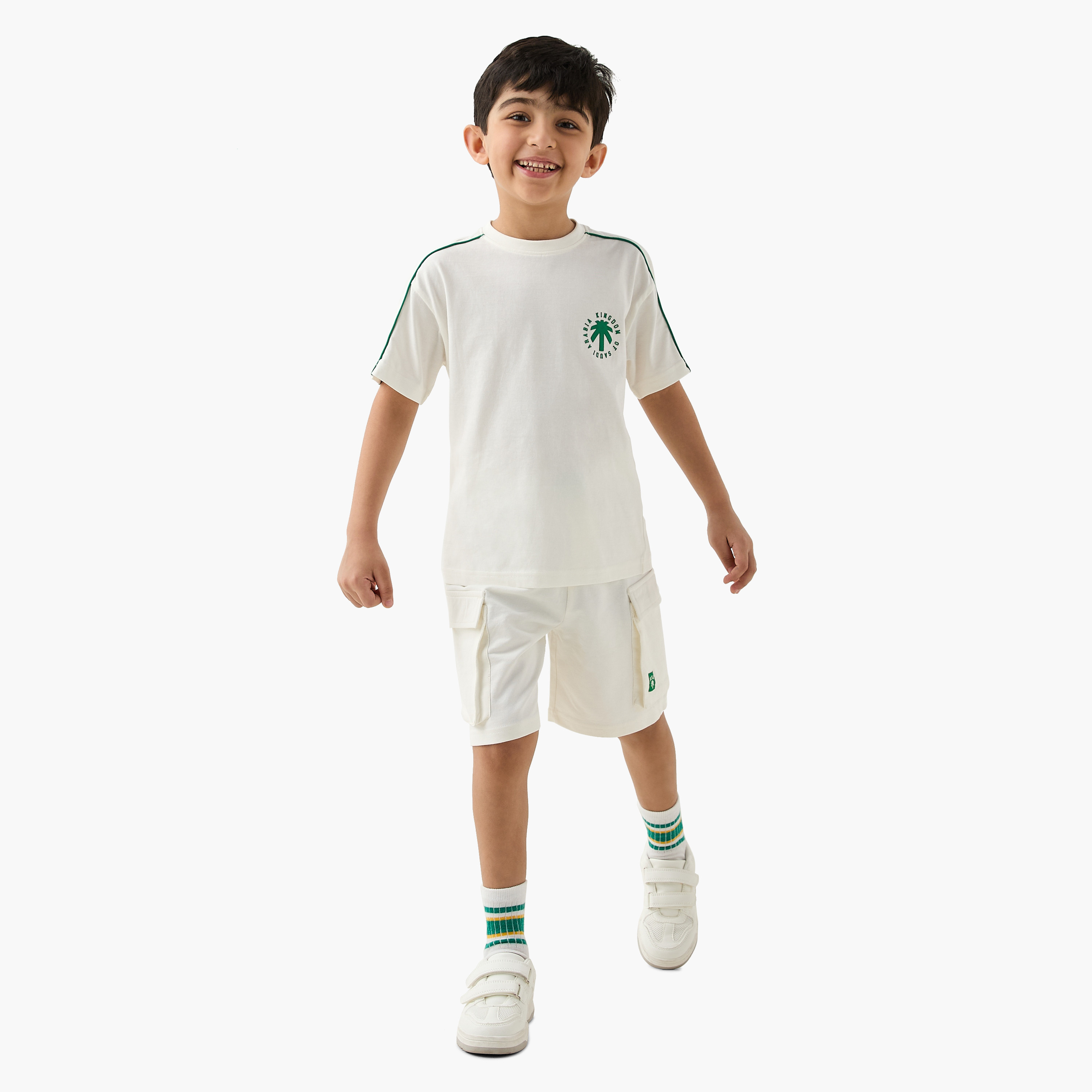 Juniors KSA National Day Applique Cargo Shorts with Drawstring Closure-boys-clothing-bottoms-shorts-image-2