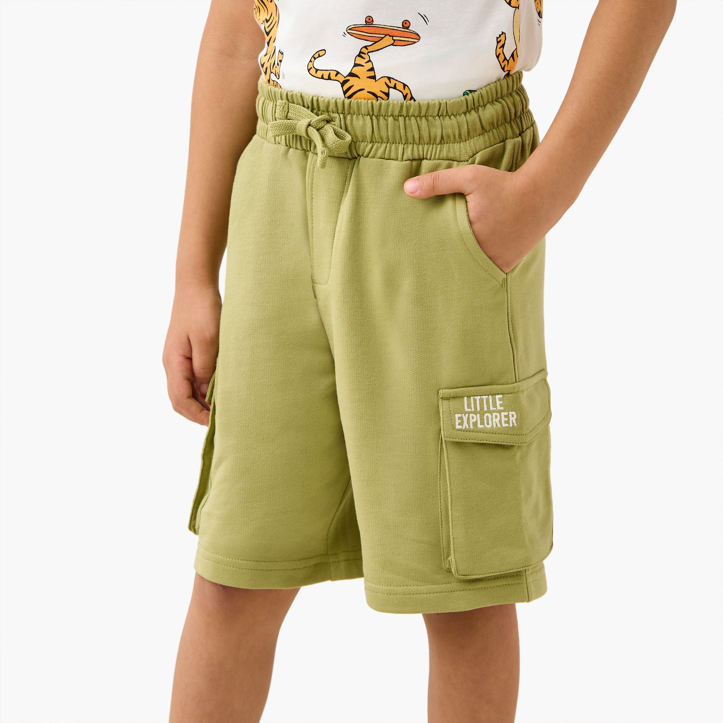 Juniors Solid Shorts with Pockets and Drawstring Closure-boys-clothing-bottoms-shorts-image-1