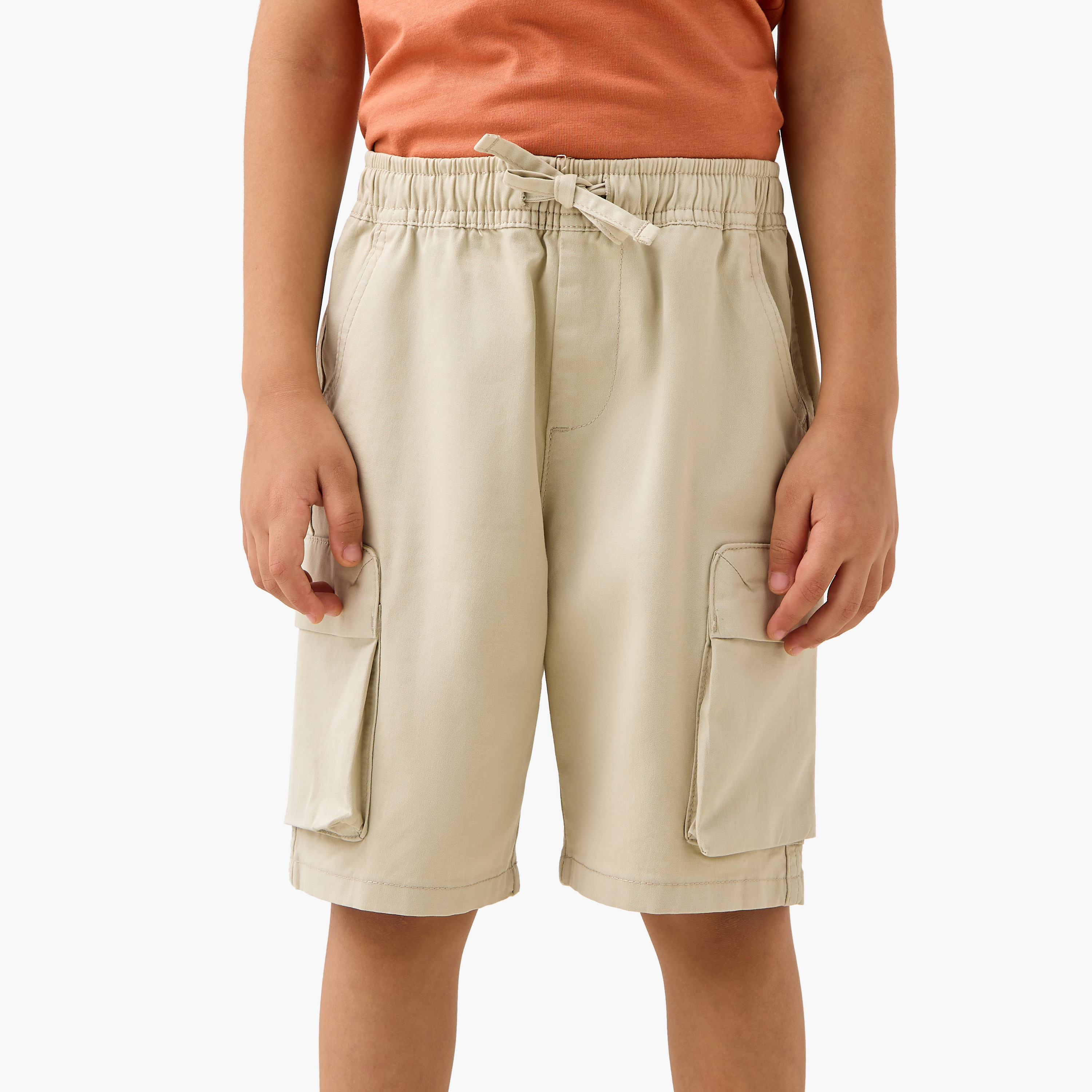 Juniors Solid Shorts with Pockets and Drawstring Closure-boys-clothing-bottoms-shorts-image-1