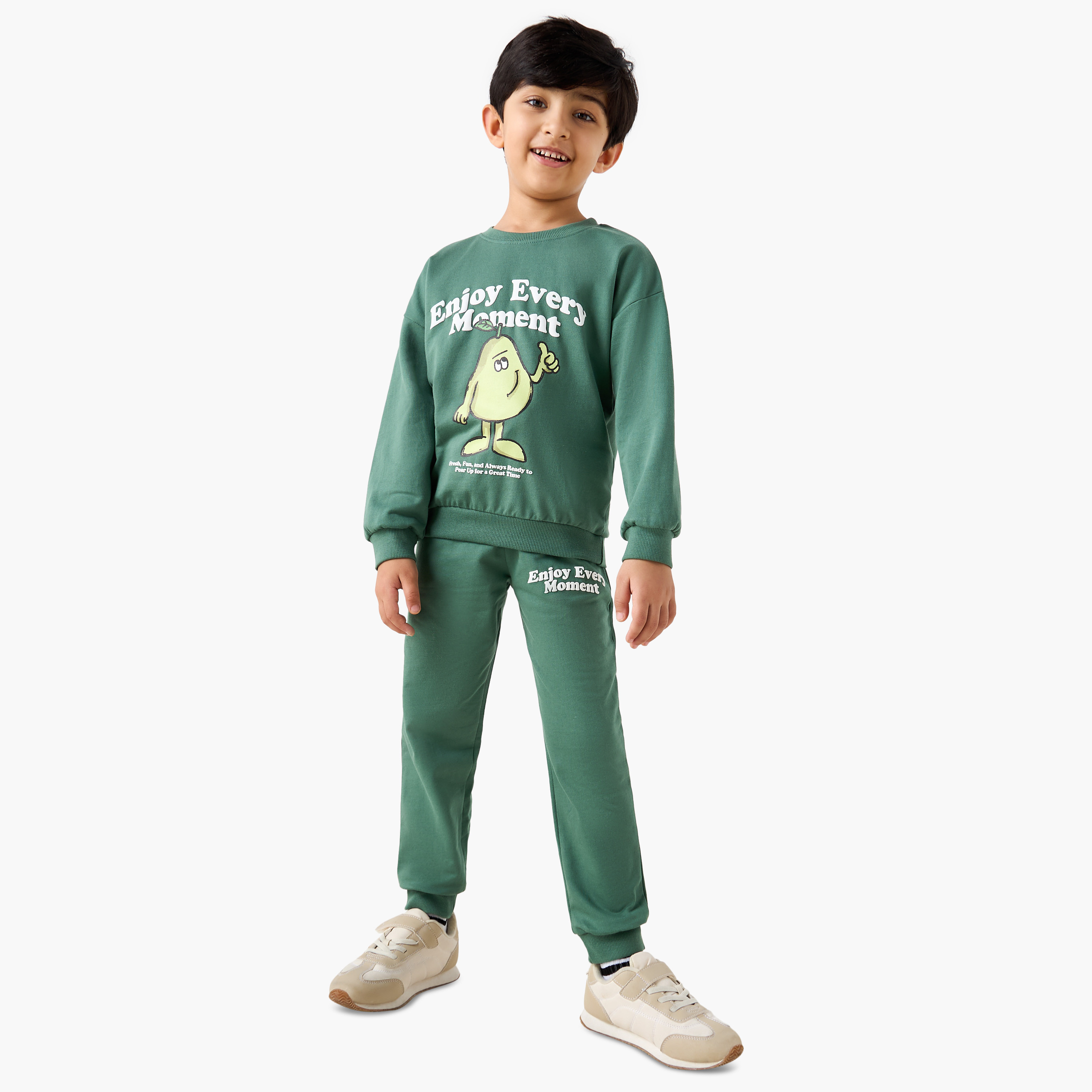 Juniors Slogan Print Joggers with Drawstring Closure and Pockets-boys-clothing-bottoms-joggersandtrackpants-image-2