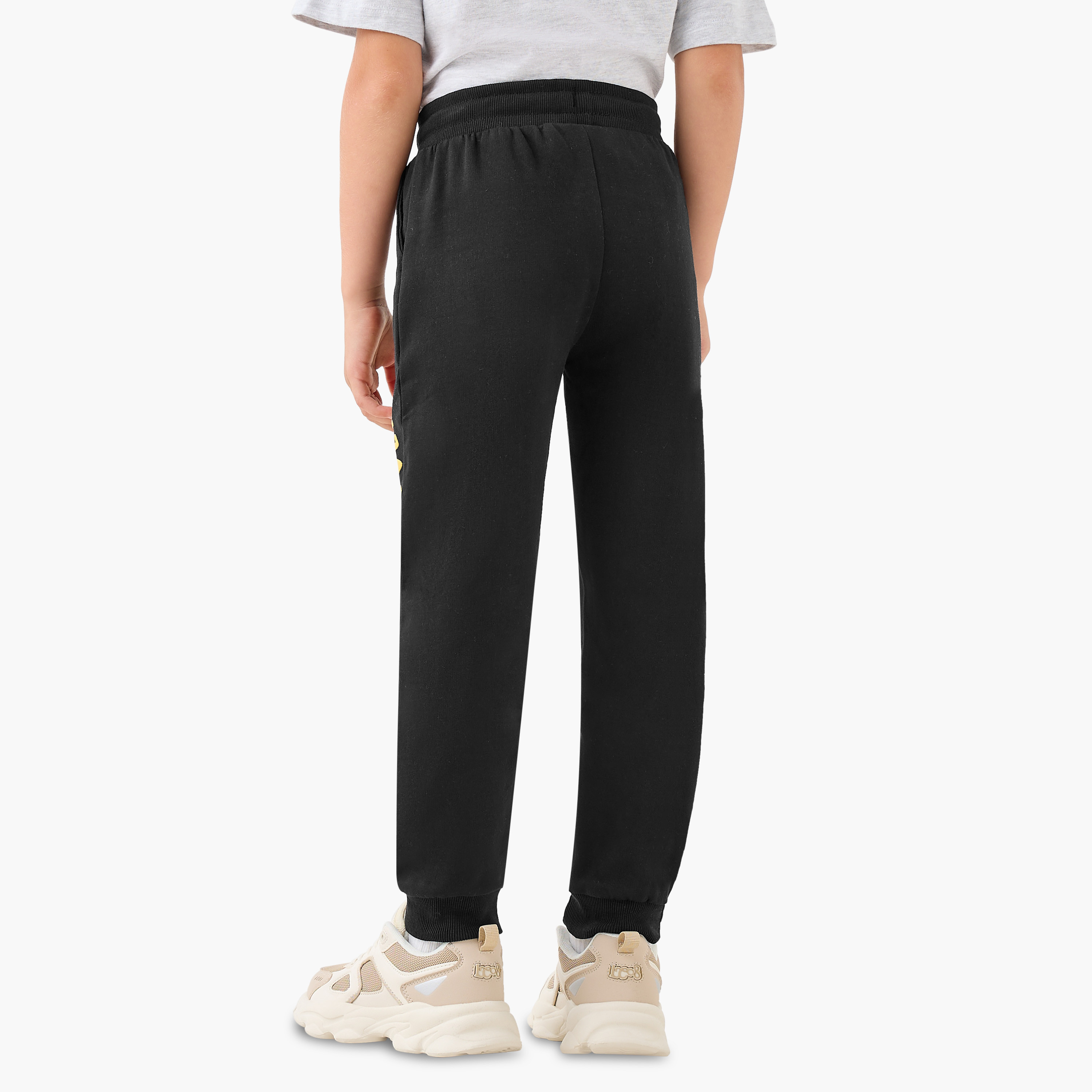Juniors Boys Joggers with Slogan Print - Cotton - Drawstring Waist-boys-clothing-bottoms-joggersandtrackpants-image-3