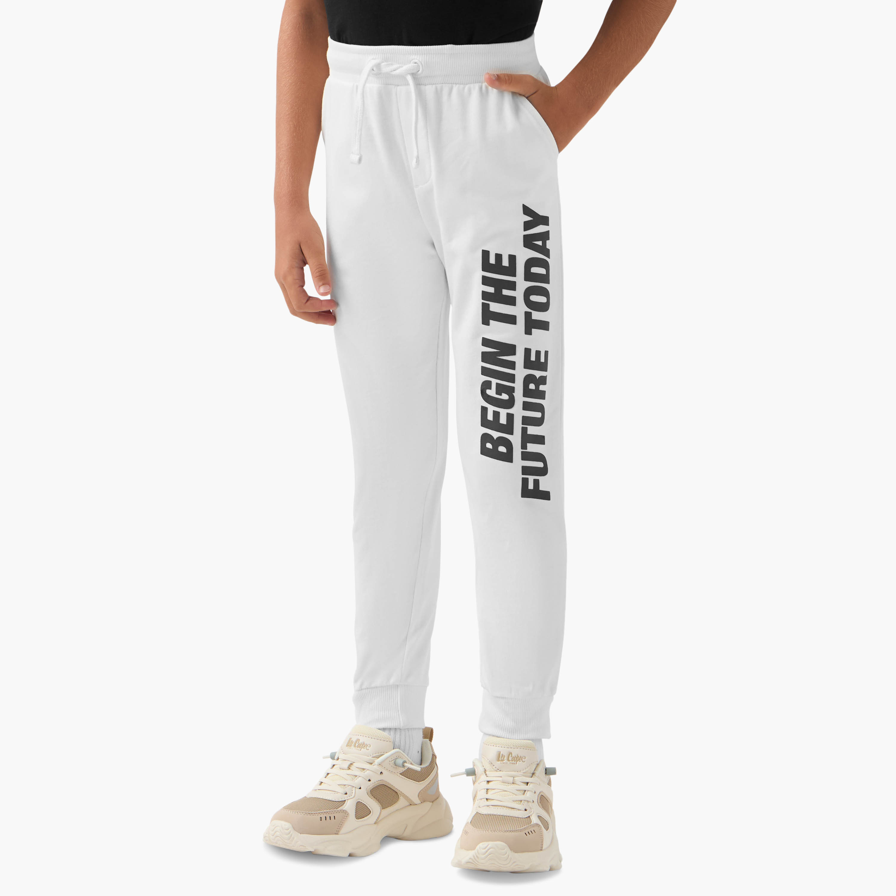 Juniors Slogan Print Joggers with Pockets-boys-clothing-bottoms-joggersandtrackpants-image-1