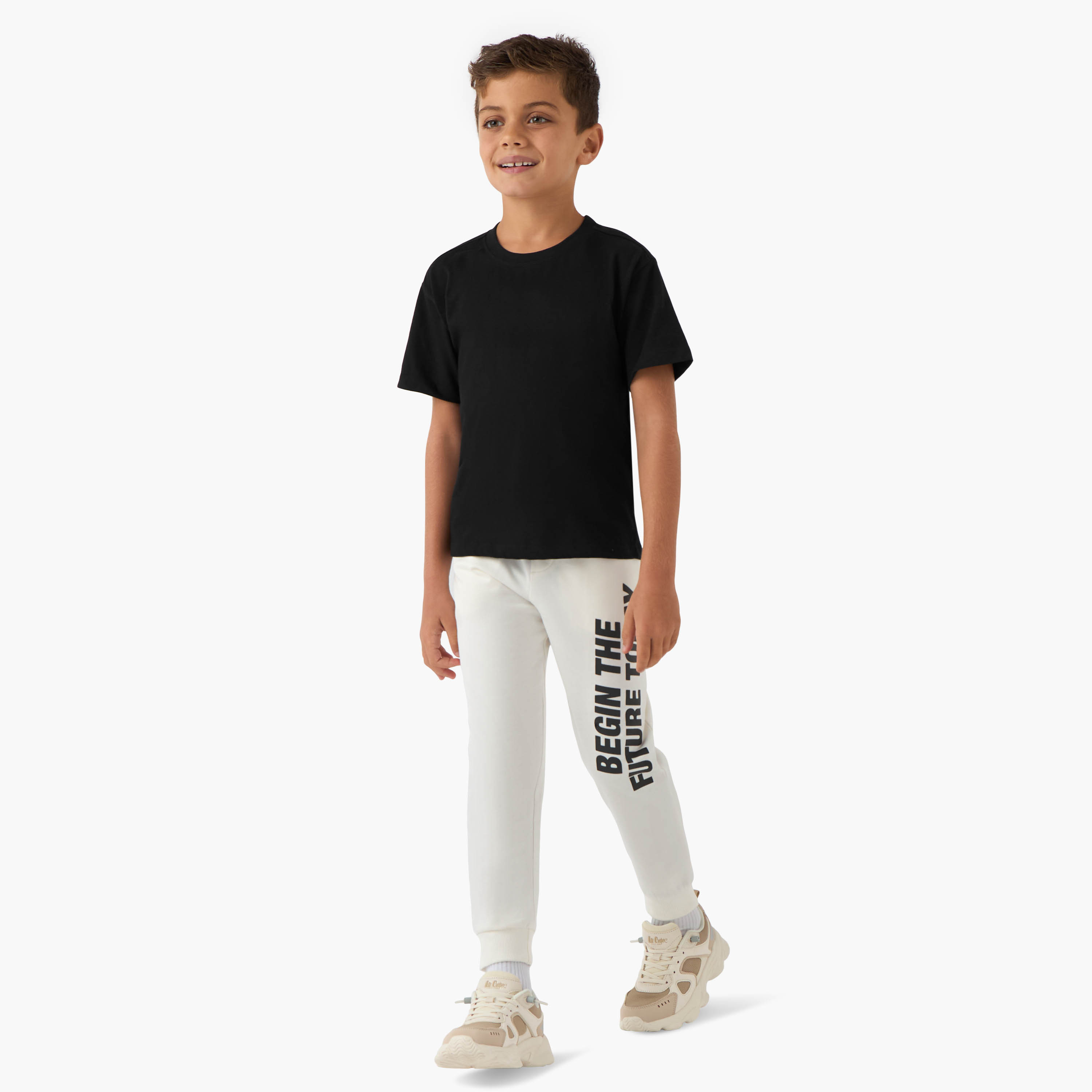 Juniors Slogan Print Joggers with Pockets-boys-clothing-bottoms-joggersandtrackpants-image-2
