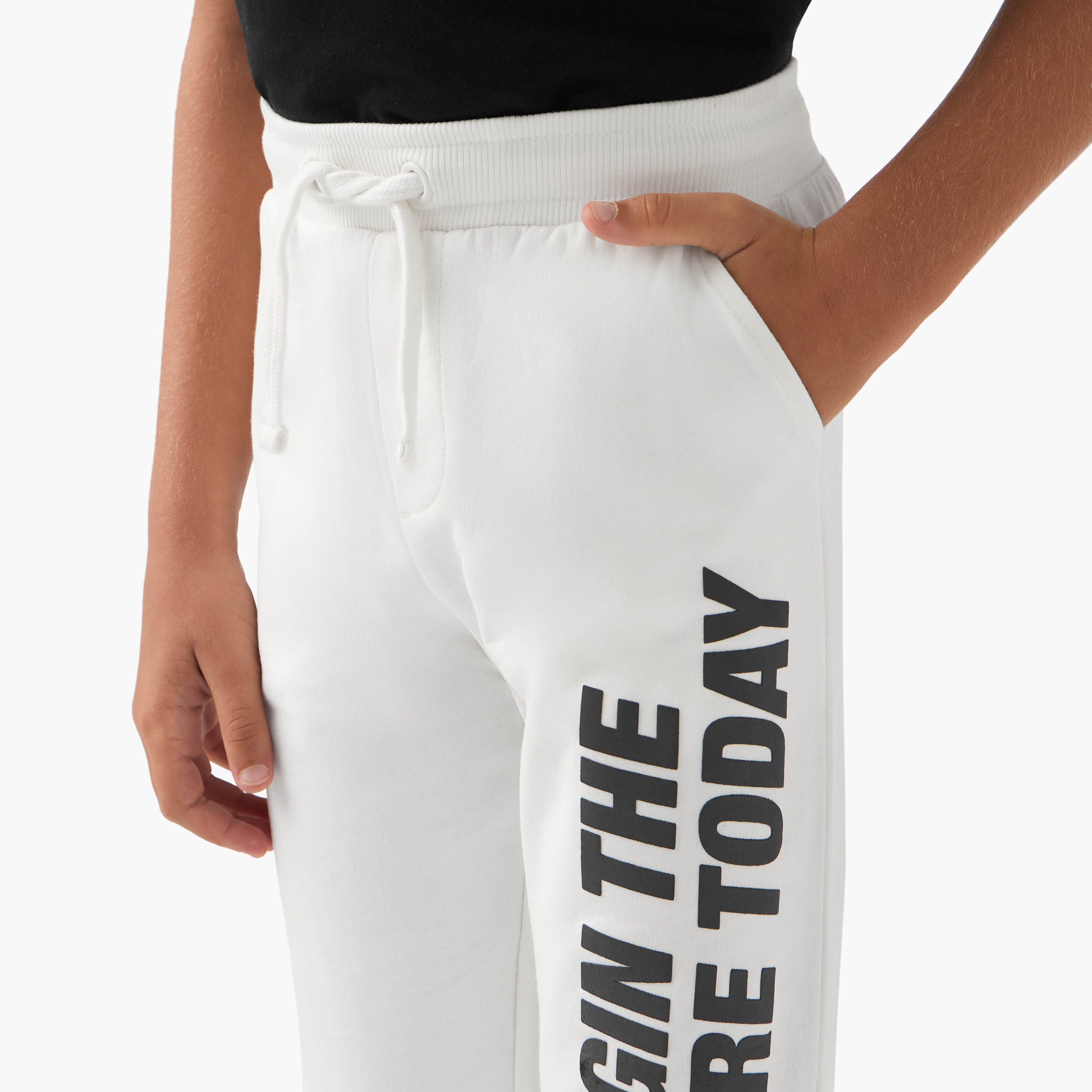 Juniors Slogan Print Joggers with Pockets-boys-clothing-bottoms-joggersandtrackpants-image-4