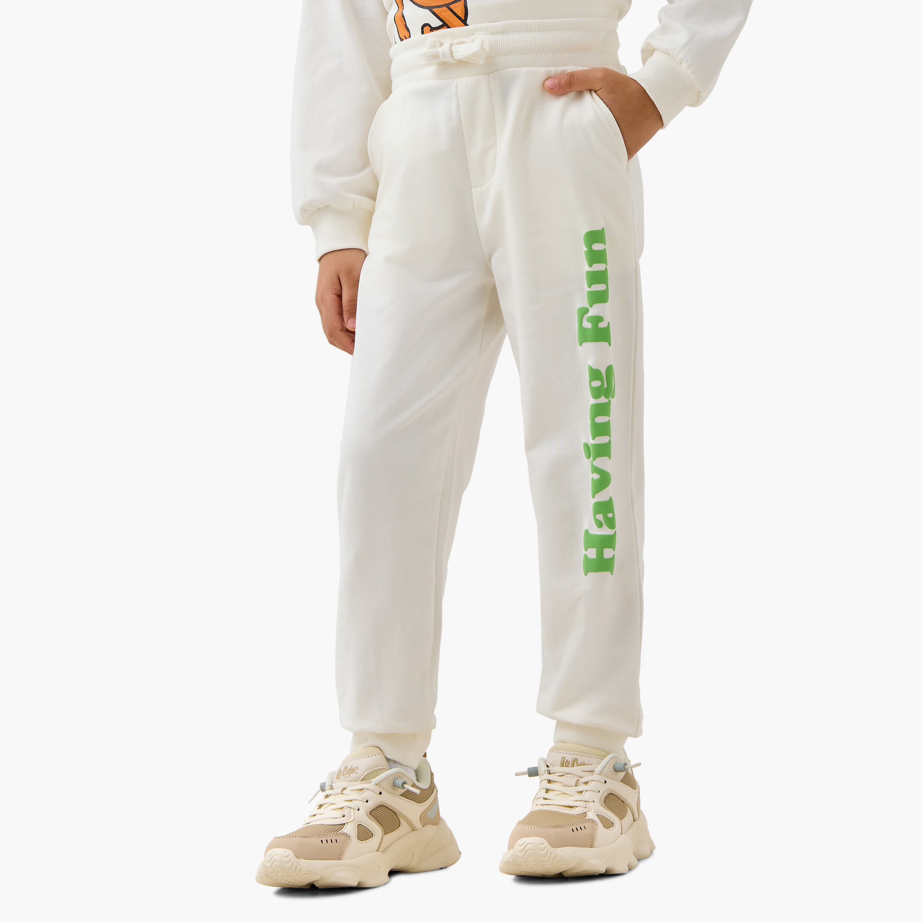 Juniors Slogan Print Joggers with Drawstring Closure and Pockets-boys-clothing-bottoms-joggersandtrackpants-image-1