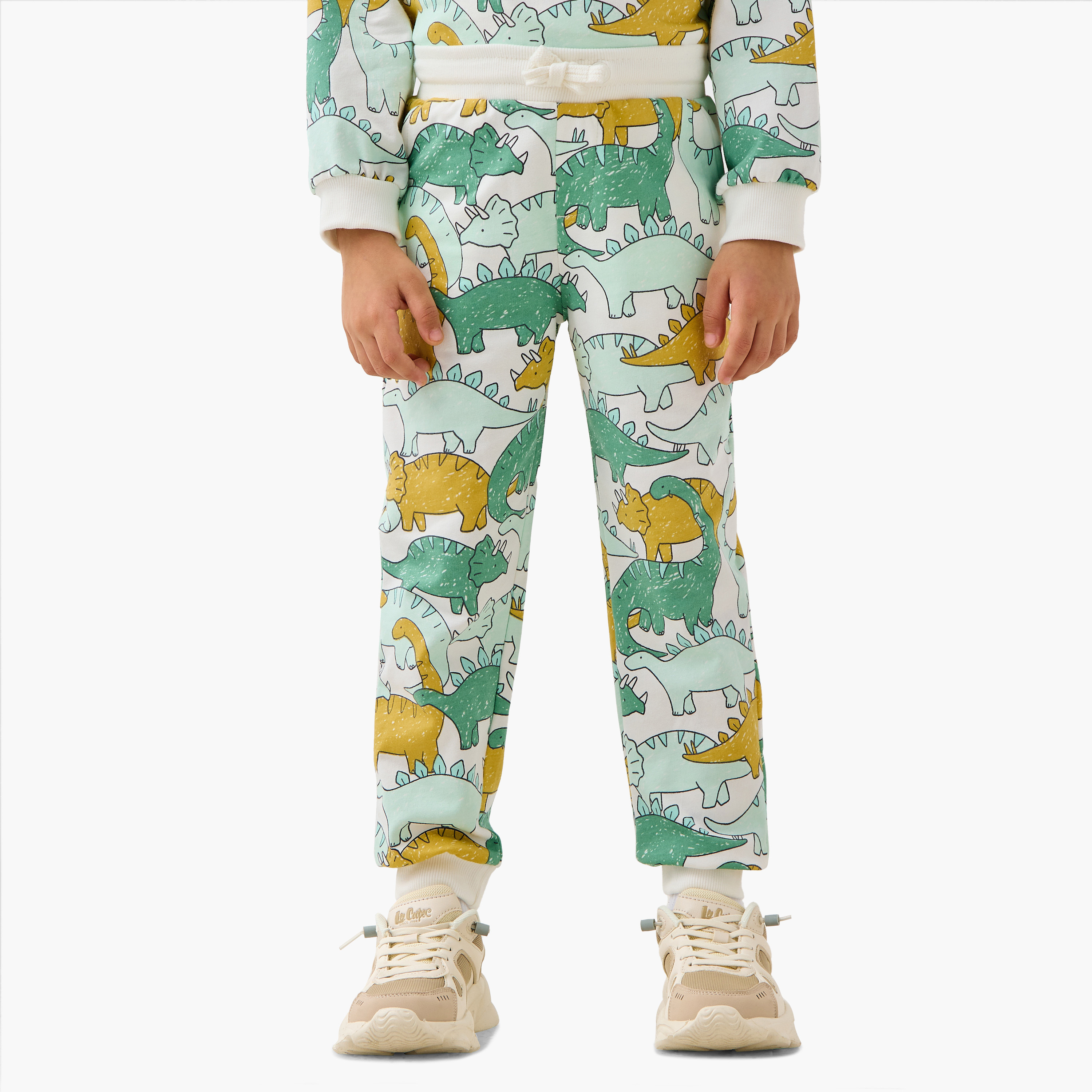 Juniors Dinosaur Print Joggers with Drawstring Closure and Pockets-boys-clothing-bottoms-joggersandtrackpants-image-1