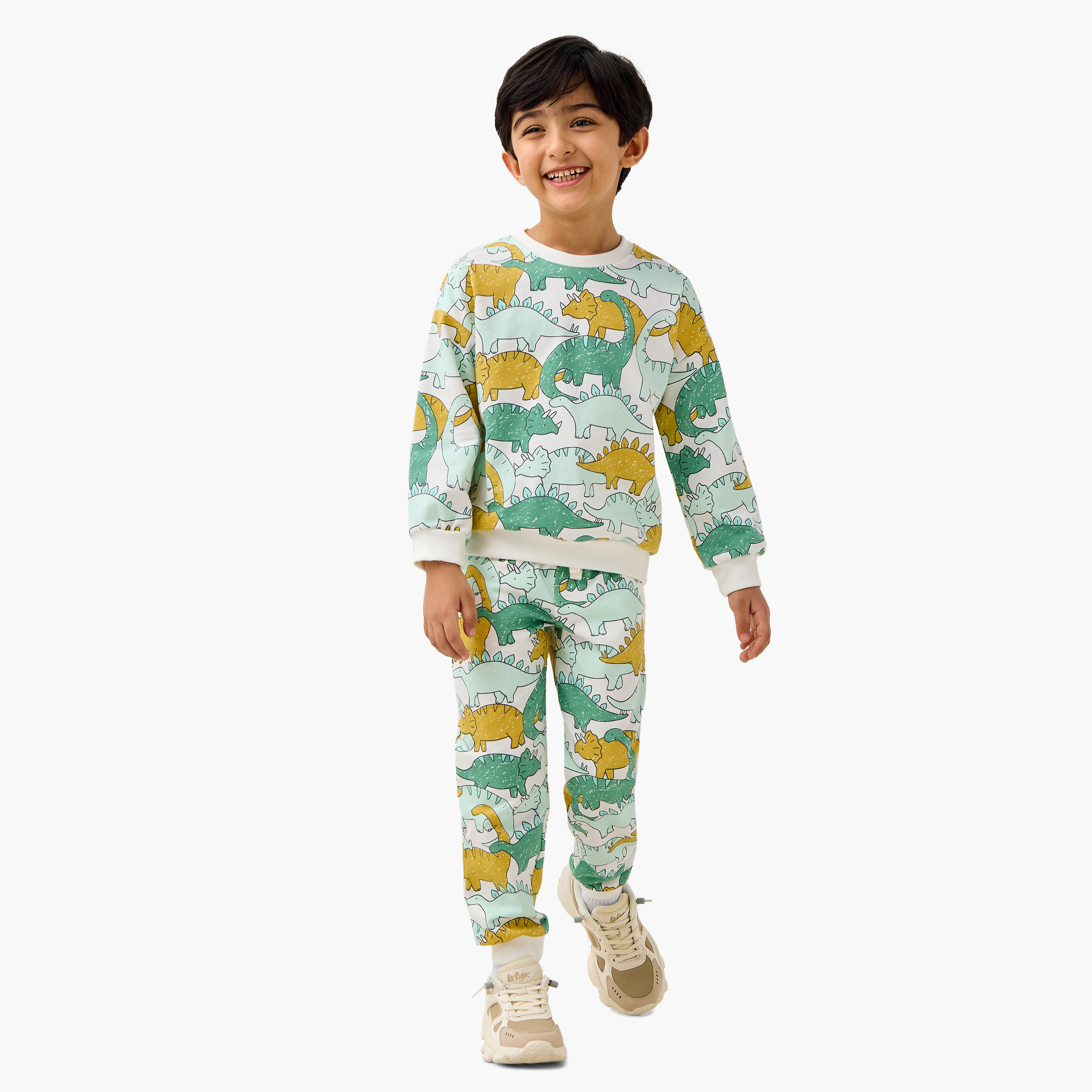 Juniors Dinosaur Print Joggers with Drawstring Closure and Pockets-boys-clothing-bottoms-joggersandtrackpants-image-2