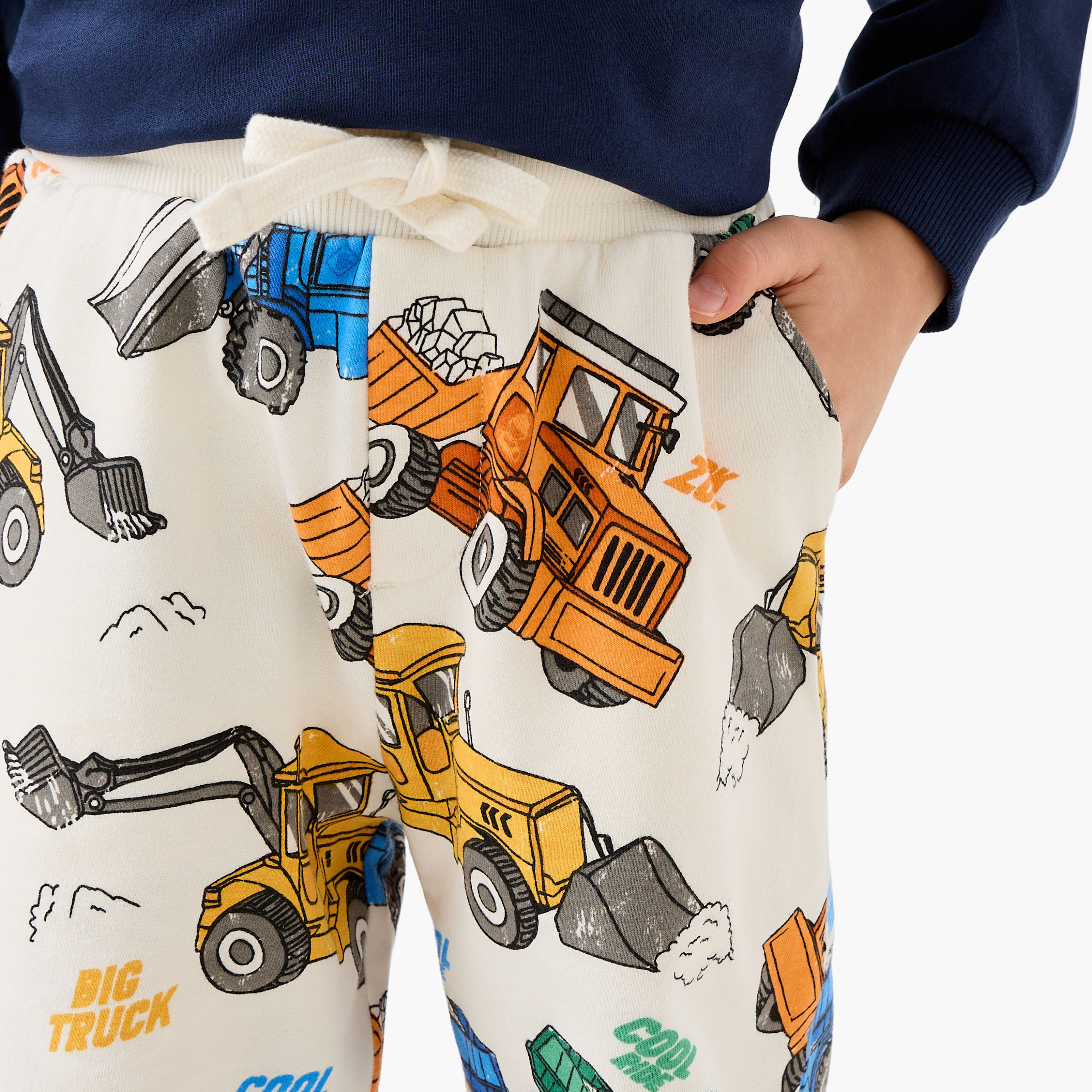 Juniors Boys Joggers with Vehicle Print - Cotton-boys-clothing-bottoms-joggersandtrackpants-image-4