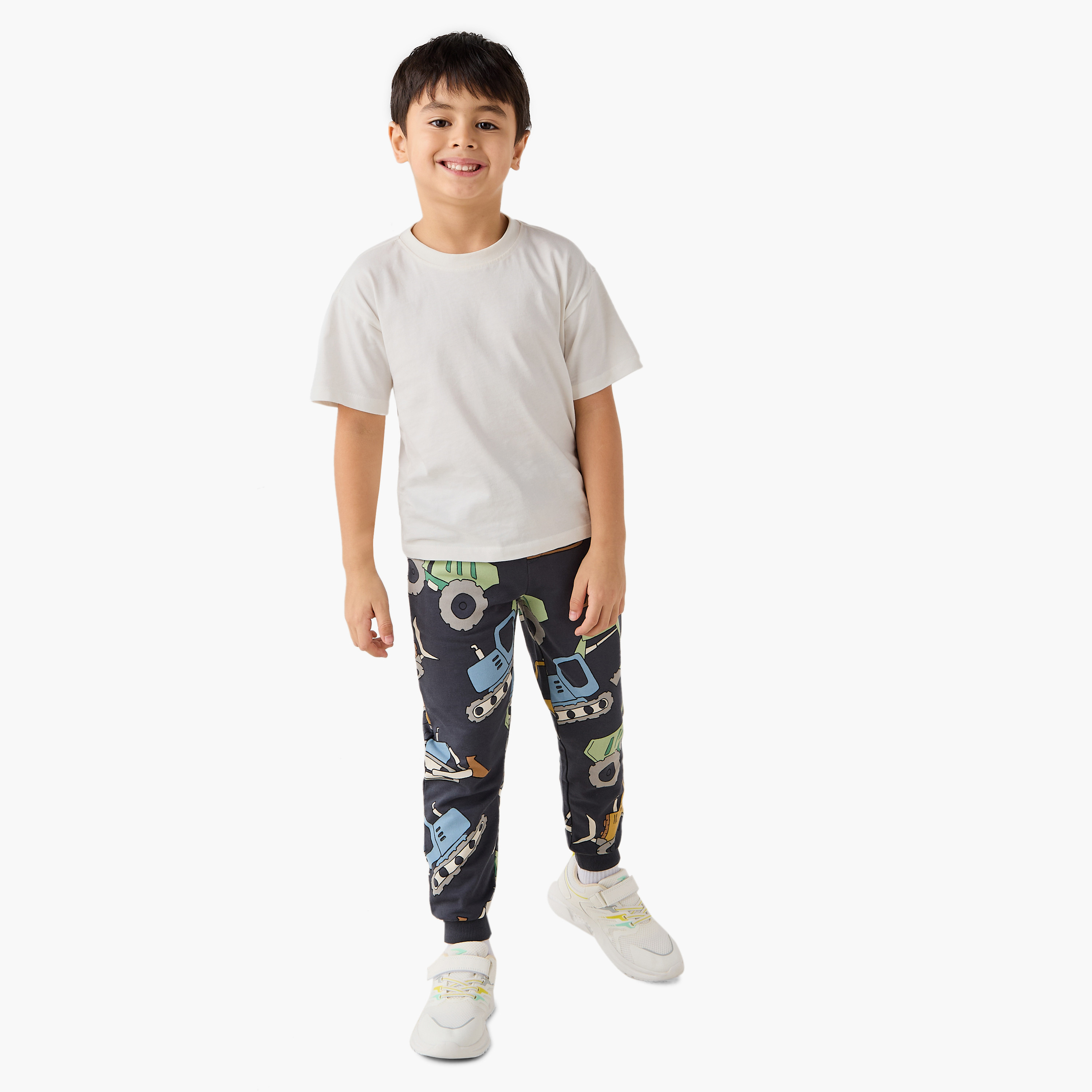 Juniors Vehicle Print Joggers with Drawstring Closure and Pockets-boys-clothing-bottoms-joggersandtrackpants-image-2