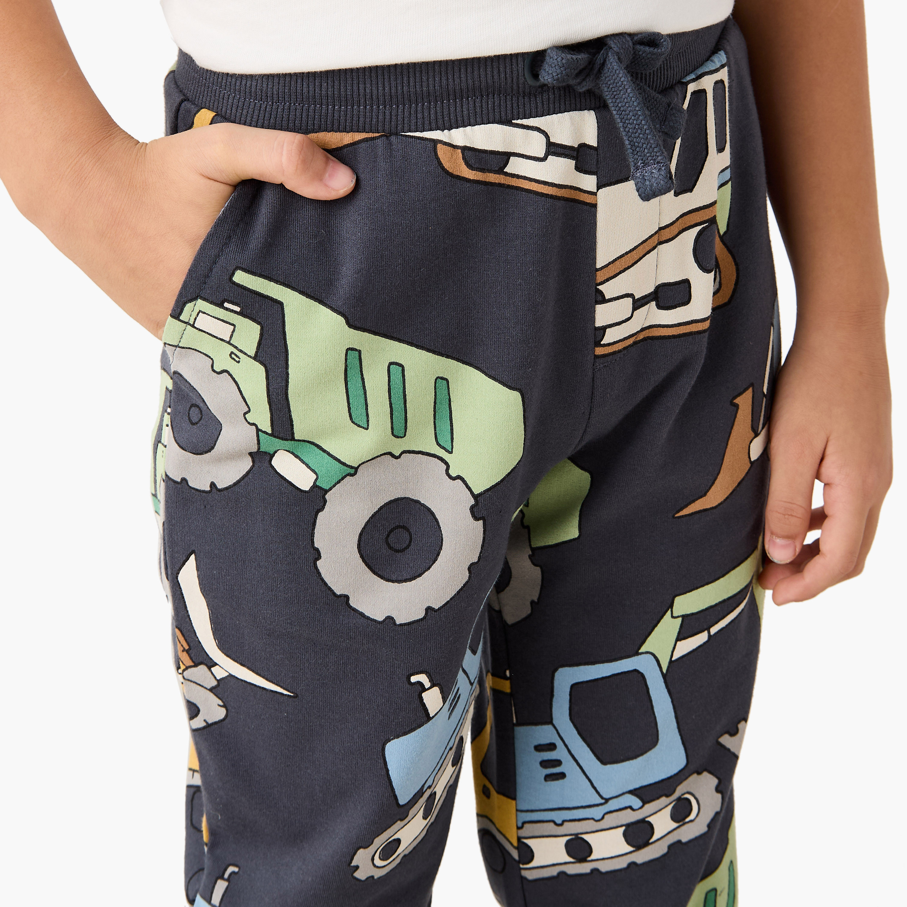 Juniors Vehicle Print Joggers with Drawstring Closure and Pockets-boys-clothing-bottoms-joggersandtrackpants-image-4