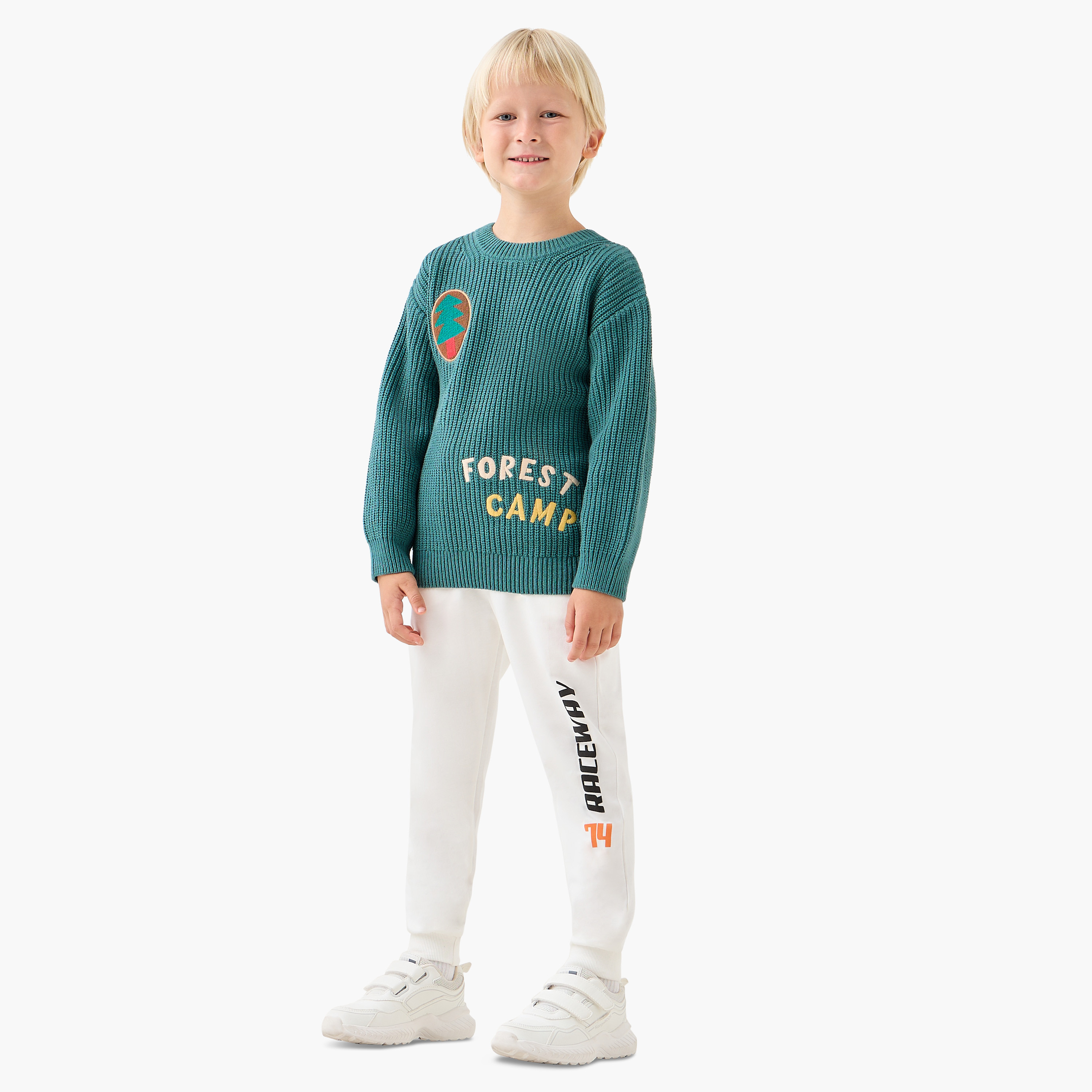 بنطلون رياضي قطن بخصر مطاطي وطبعات للأولاد من جونيورز-boys-clothing-bottoms-joggersandtrackpants-image-4