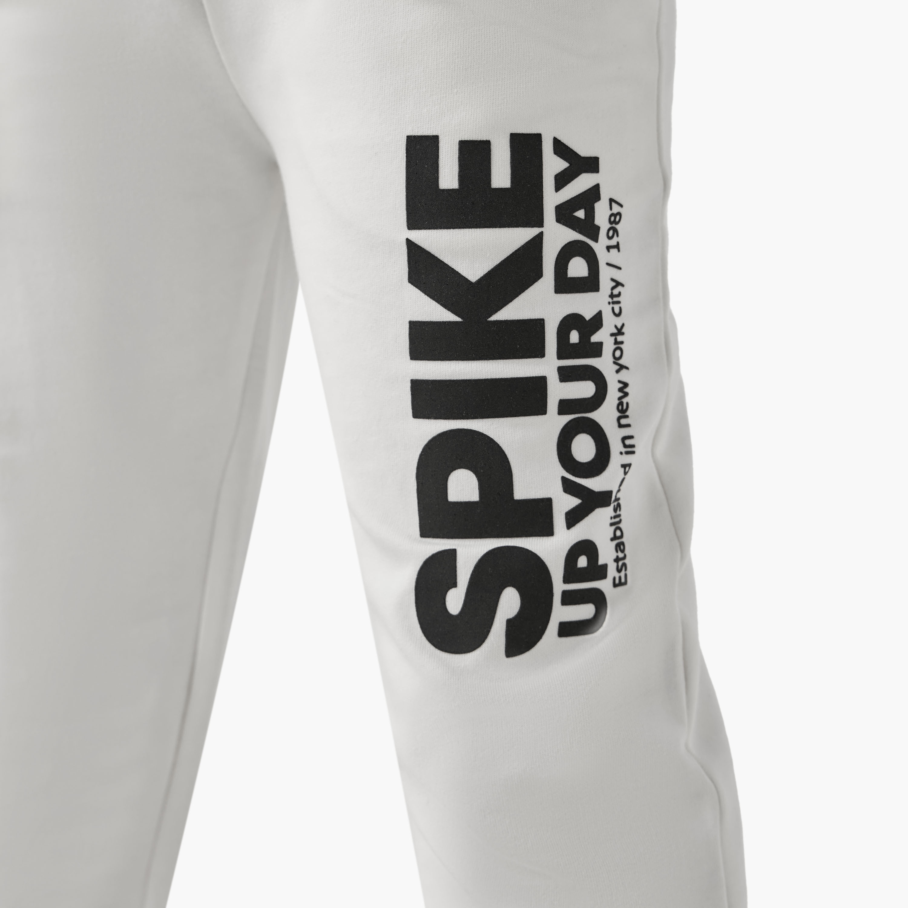 Juniors Boys Joggers with Slogan Print - Cotton - Drawstring Waist-boys-clothing-bottoms-joggersandtrackpants-image-5