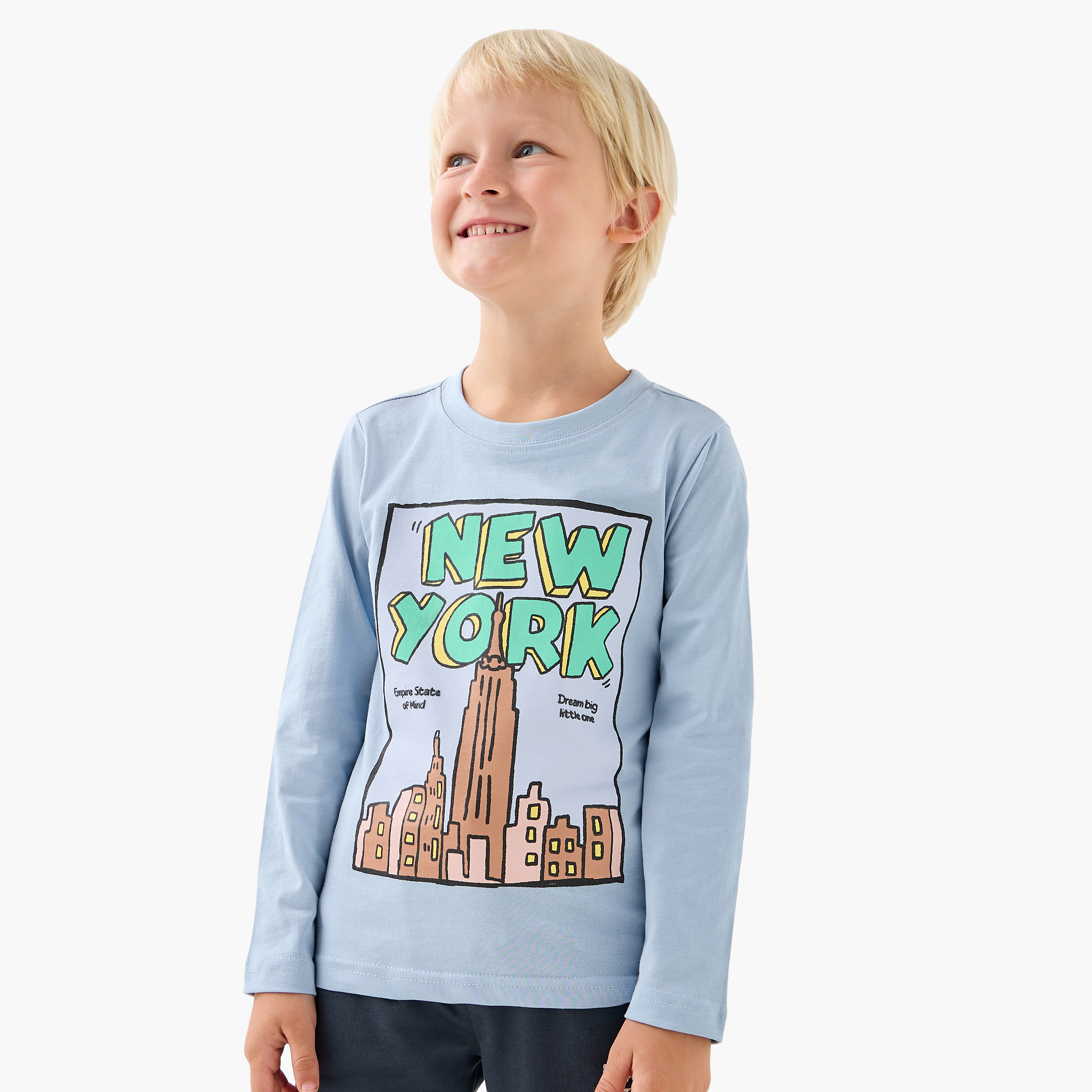 Juniors Boys Joggers with Slogan Graphic Print - Cotton - Drawstring Waist-boys-clothing-bottoms-joggersandtrackpants-image-3