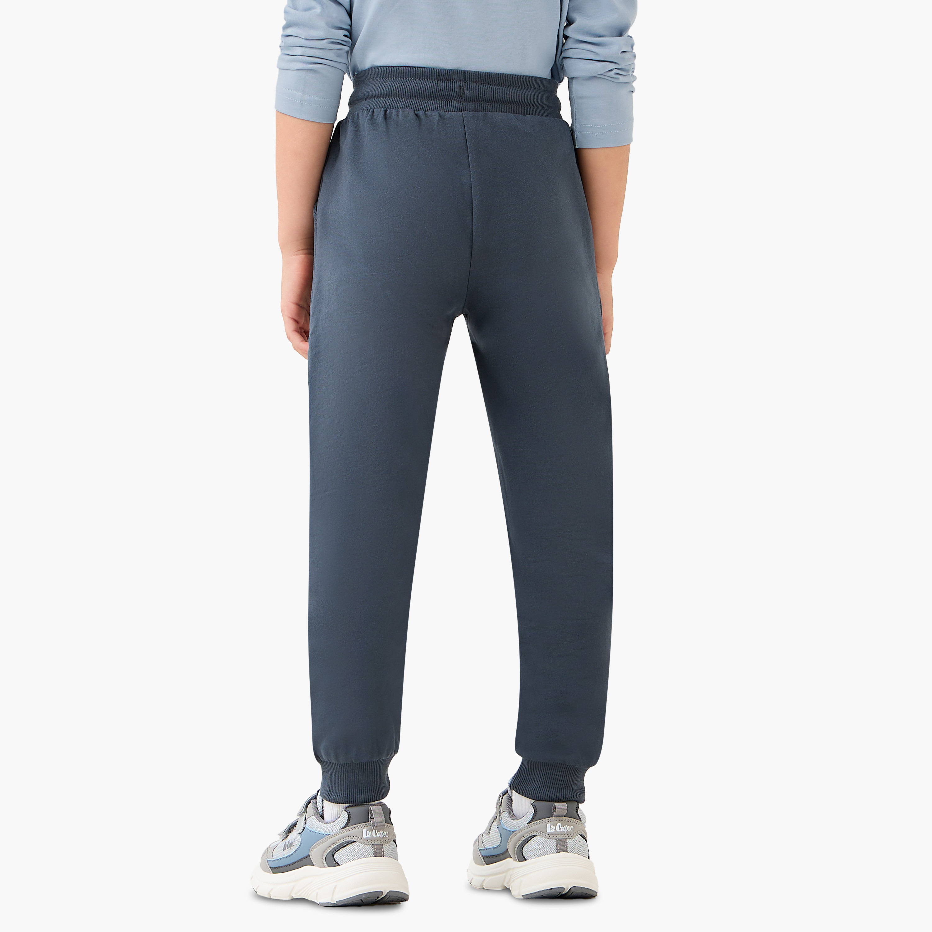 Juniors Boys Joggers with Slogan Graphic Print - Cotton - Drawstring Waist-boys-clothing-bottoms-joggersandtrackpants-image-4
