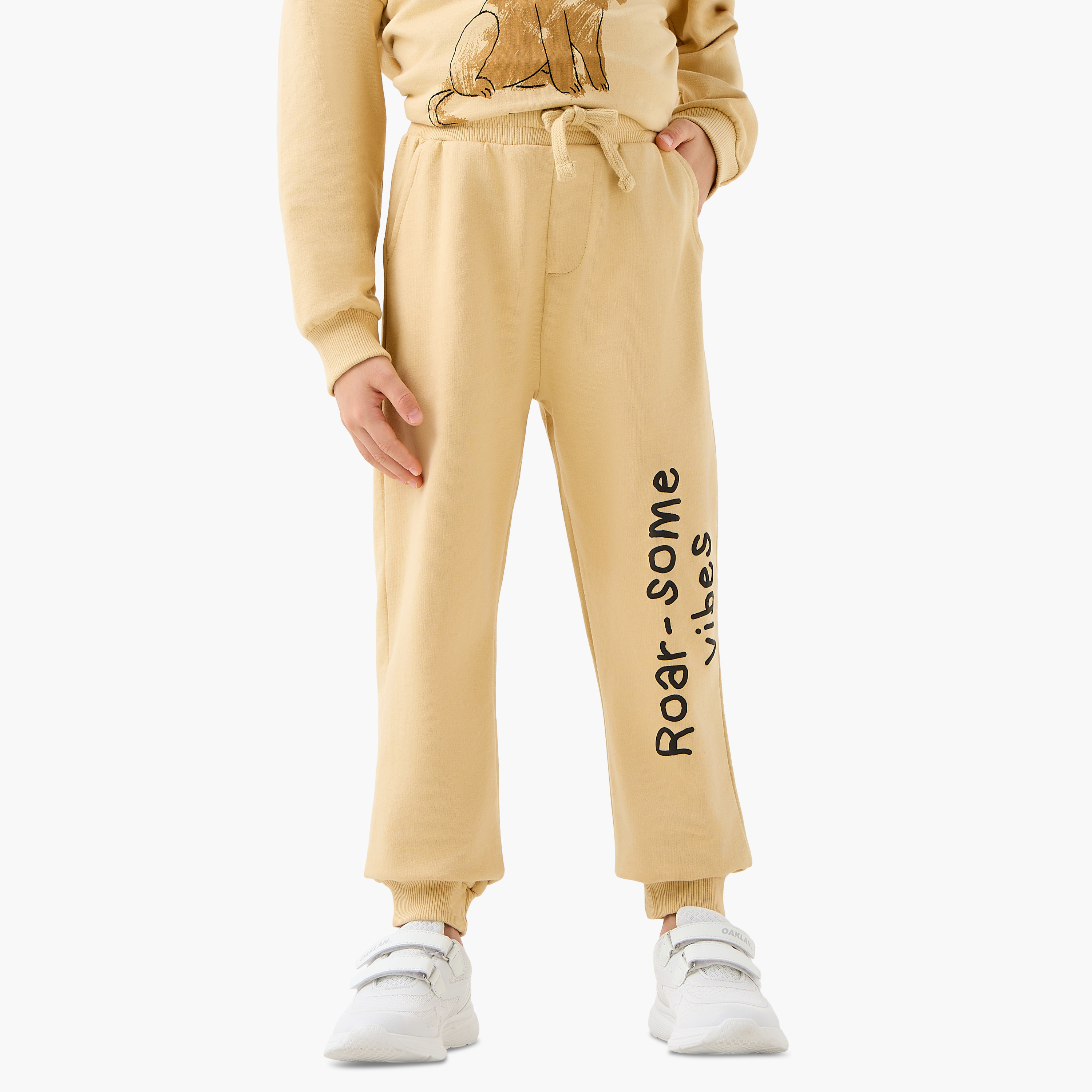 Juniors Boys Joggers with Print - Cotton-boys-clothing-bottoms-joggersandtrackpants-image-1