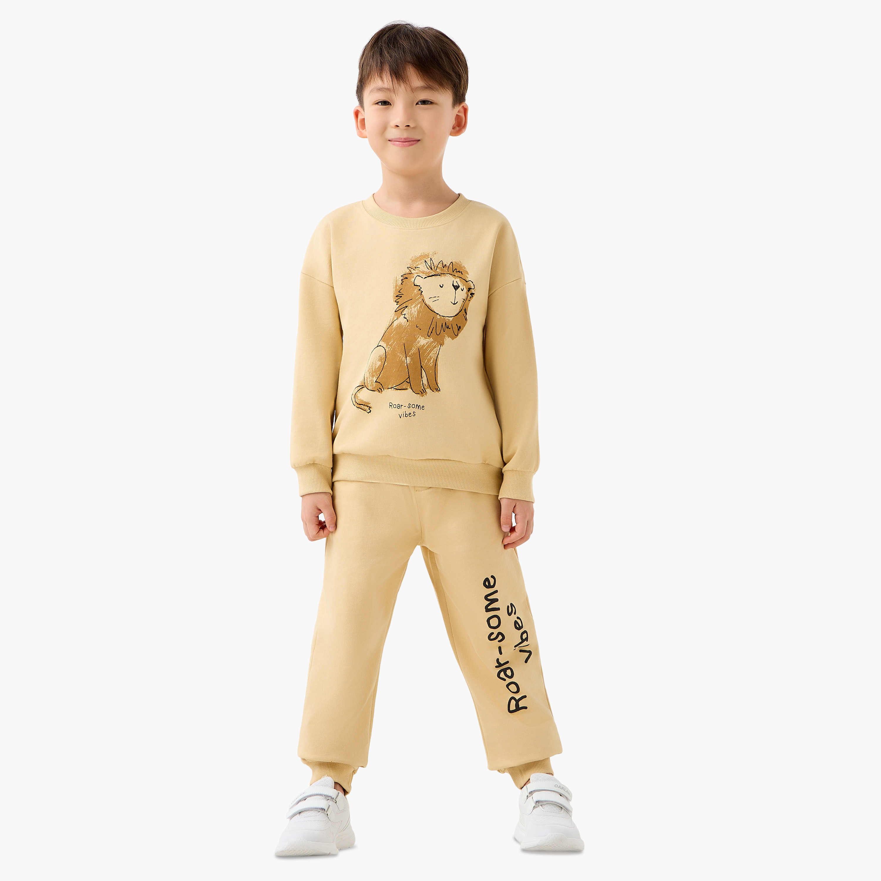 Juniors Boys Joggers with Print - Cotton-boys-clothing-bottoms-joggersandtrackpants-image-2