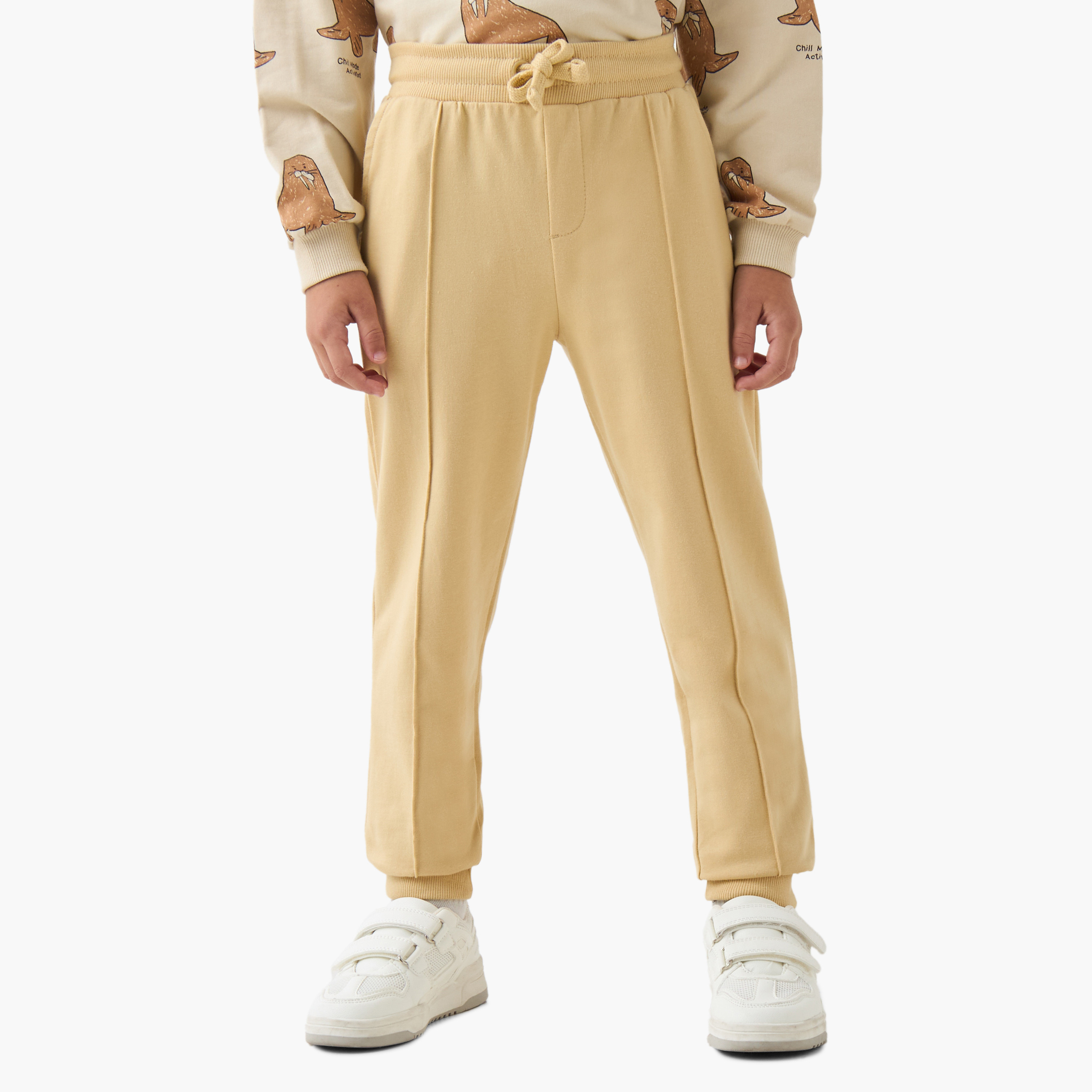 بنطلون رياضي قطن بخصر مطاطي ورباط وجيوب للأولاد من جونيورز-boys-clothing-bottoms-joggersandtrackpants-image-5