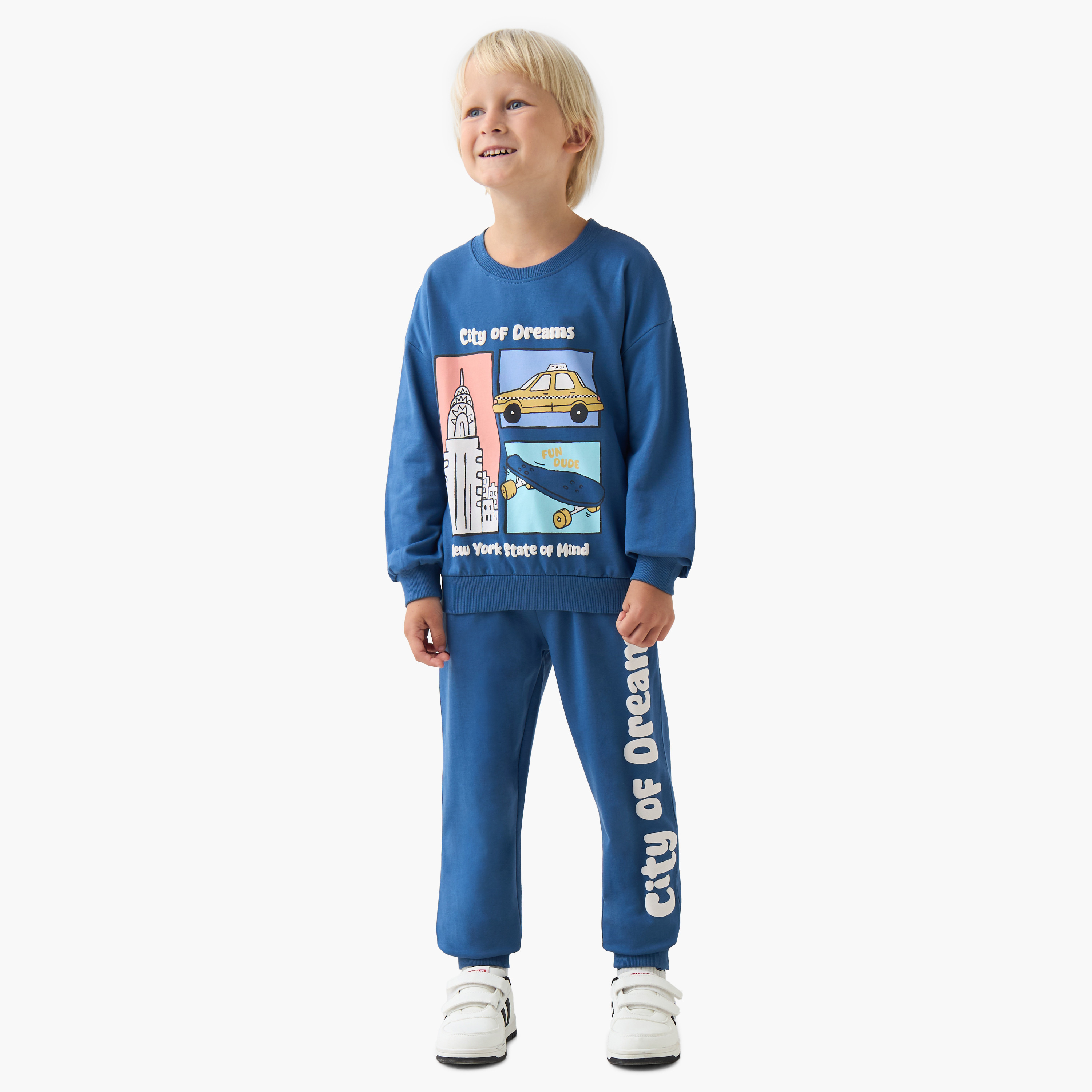 بنطلون رياضي قطن بخصر مطاطي ورباط وطبعات للأولاد من جونيورز-boys-clothing-bottoms-joggersandtrackpants-image-4