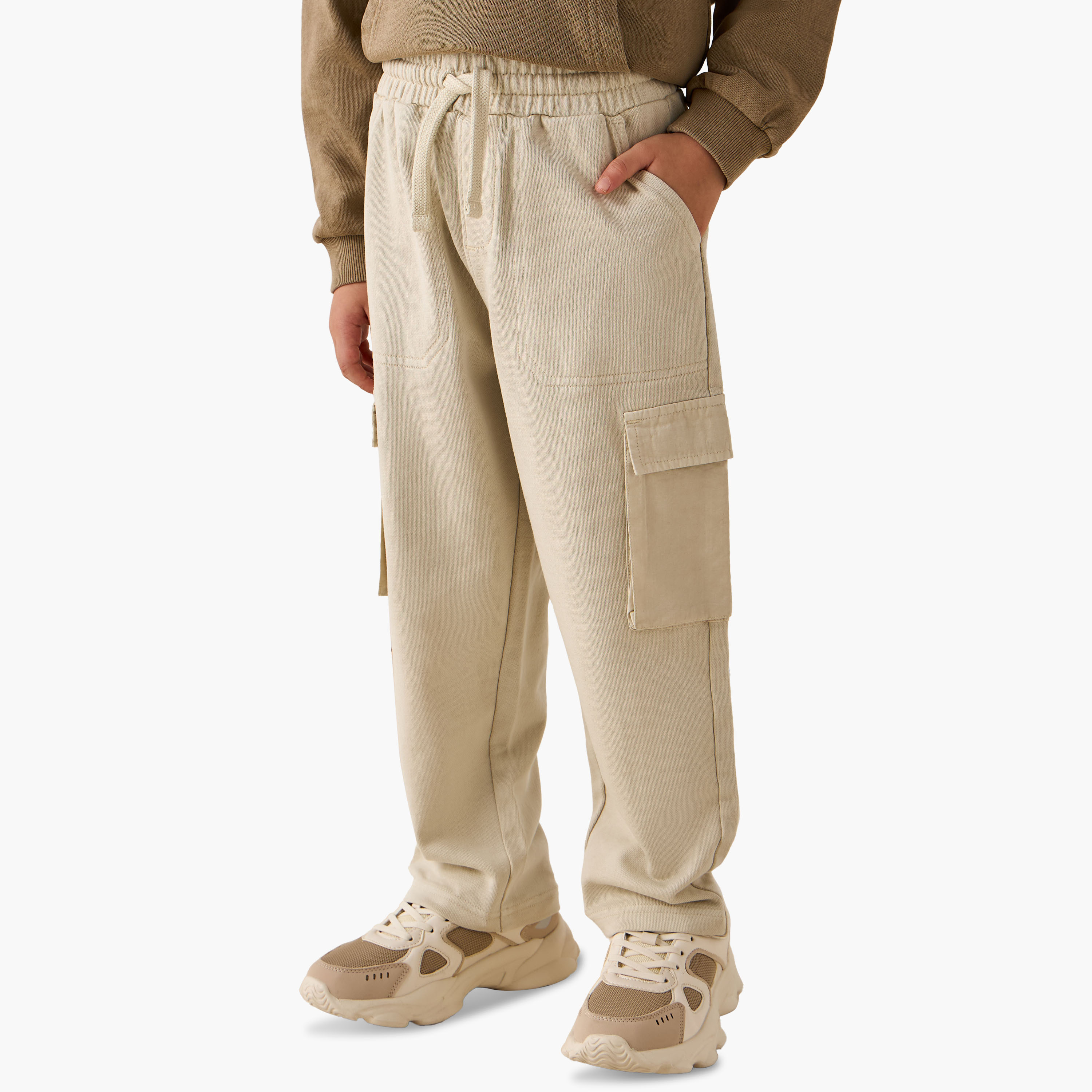 Juniors Elasticated Drawstring Cargo Joggers-boys-clothing-bottoms-joggersandtrackpants-image-1