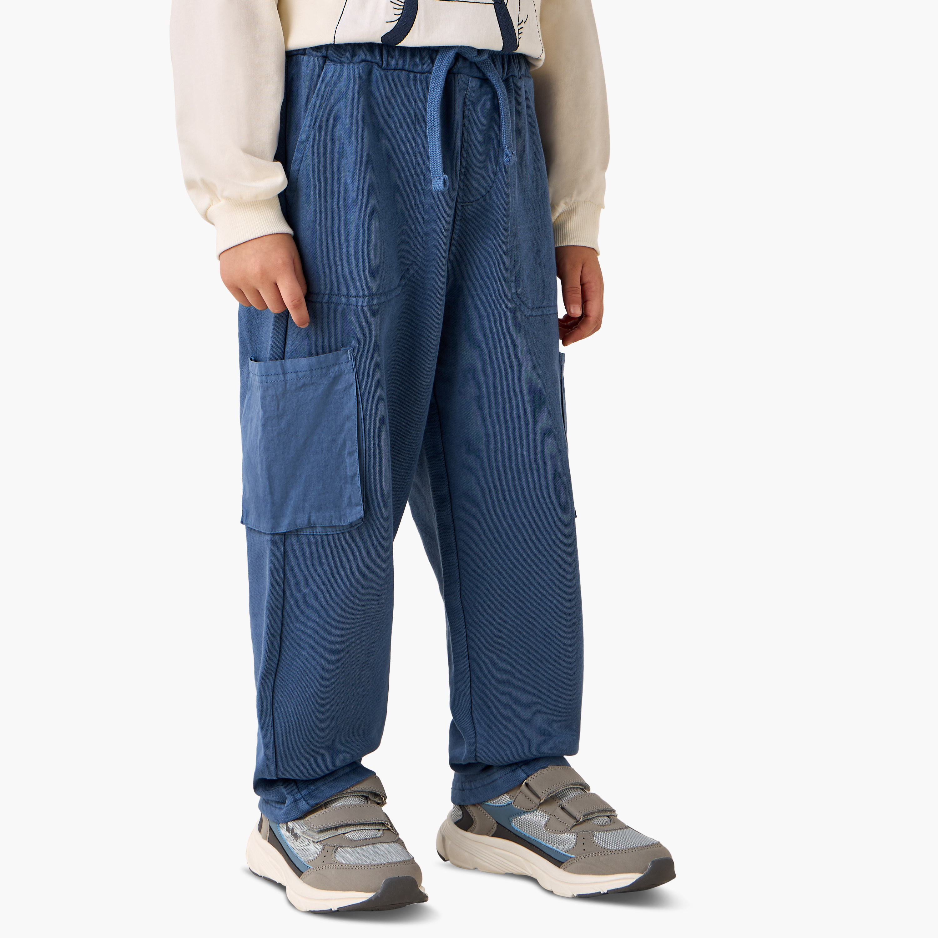 Juniors Boys Joggers with Cargo Pockets - Cotton - Drawstring Waist-boys-clothing-bottoms-joggersandtrackpants-image-1
