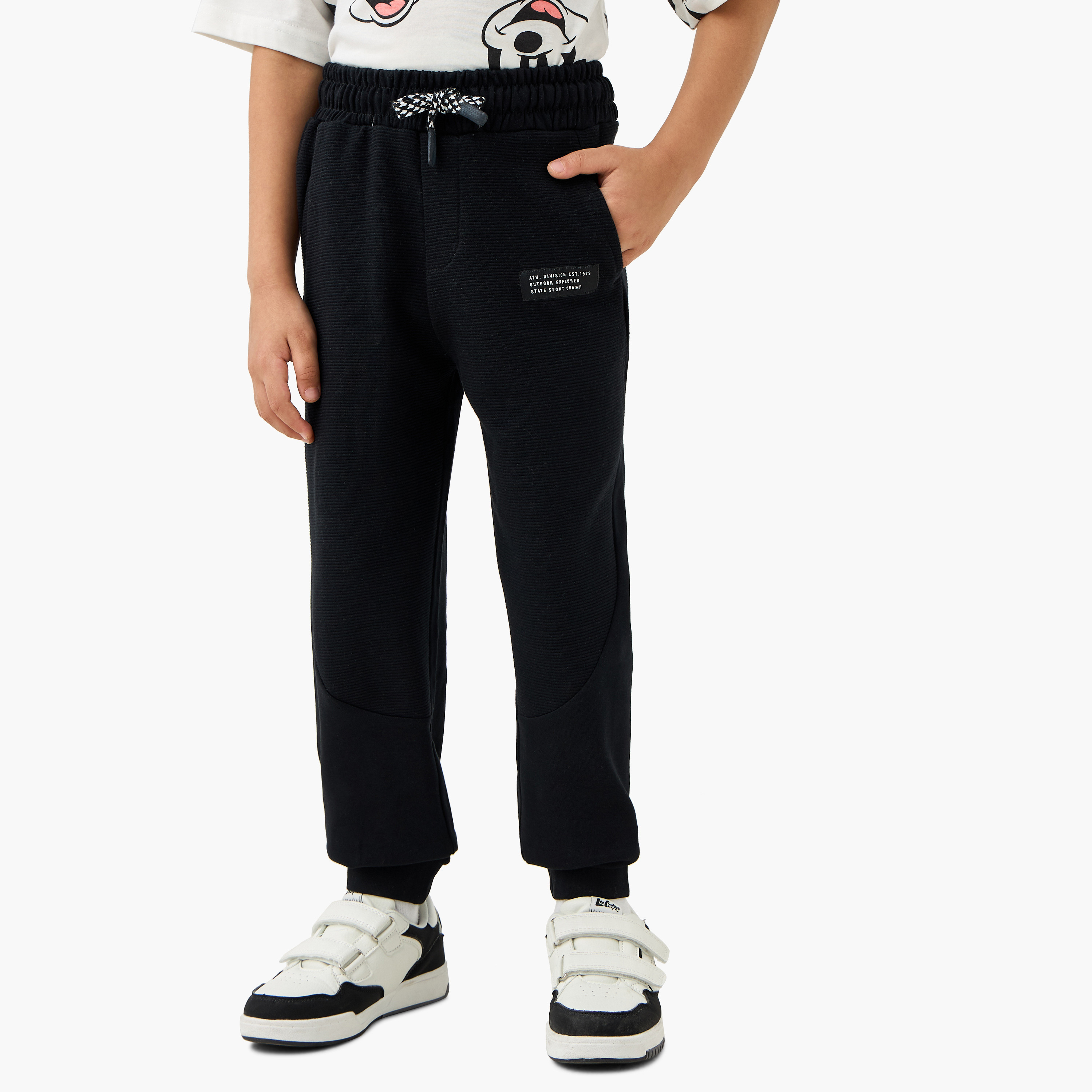 Juniors Textured Joggers with Drawstring Closure and Pockets-boys-clothing-bottoms-joggersandtrackpants-image-1