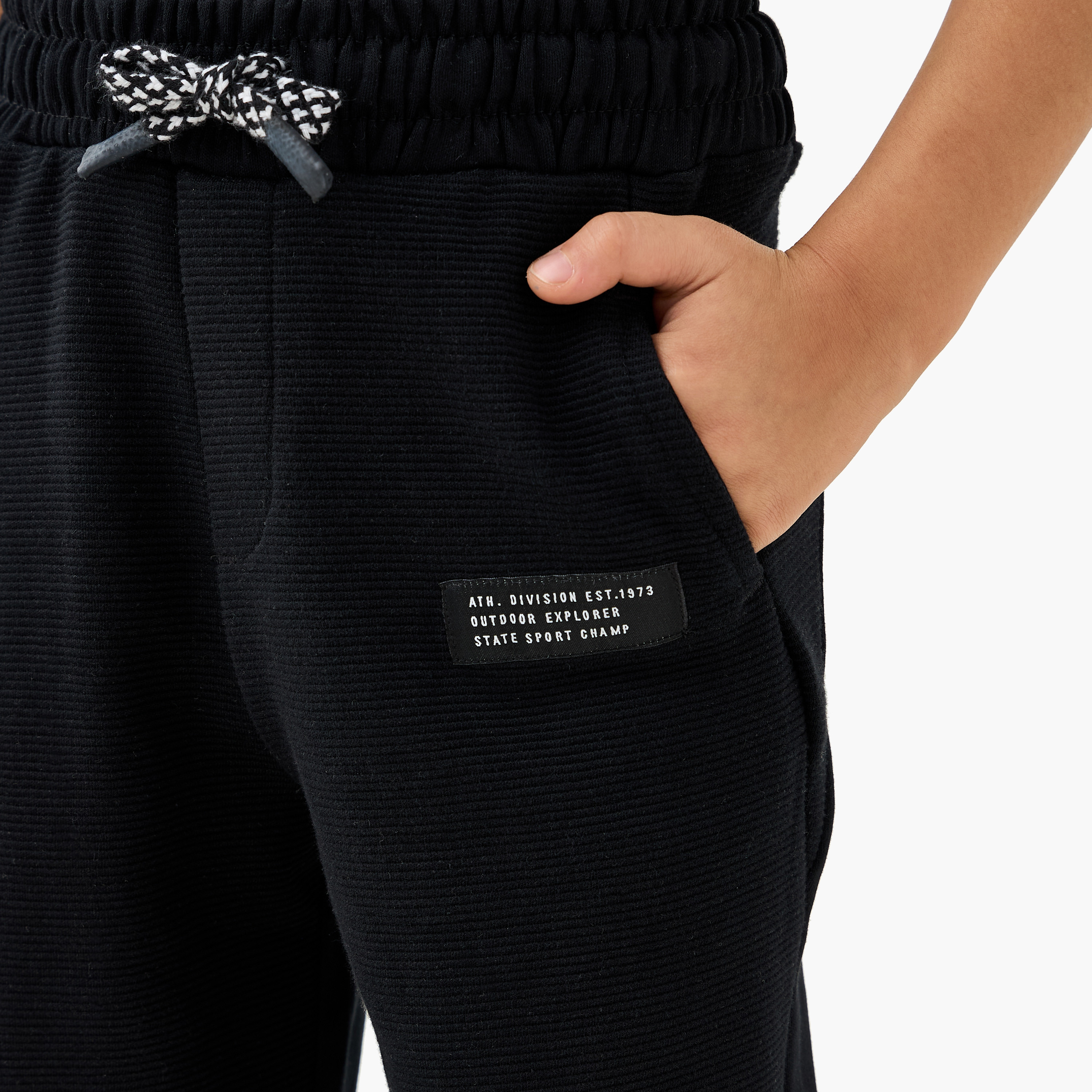 Juniors Textured Joggers with Drawstring Closure and Pockets-boys-clothing-bottoms-joggersandtrackpants-image-4