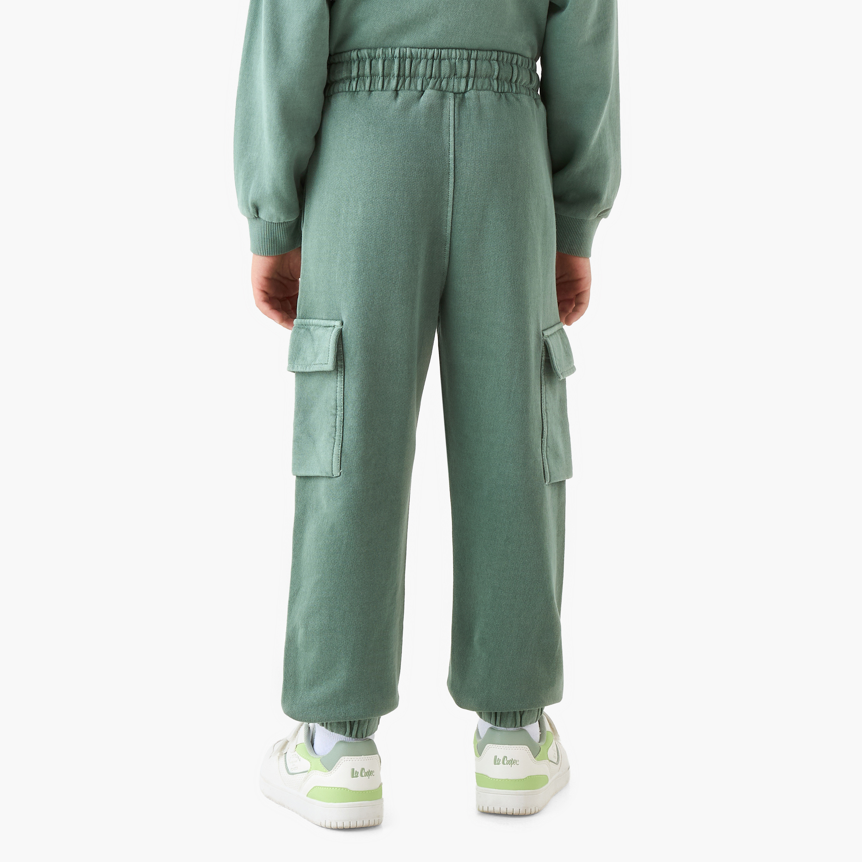 Juniors Solid Cargo Joggers with Drawstring Closure-boys-clothing-bottoms-joggersandtrackpants-image-3