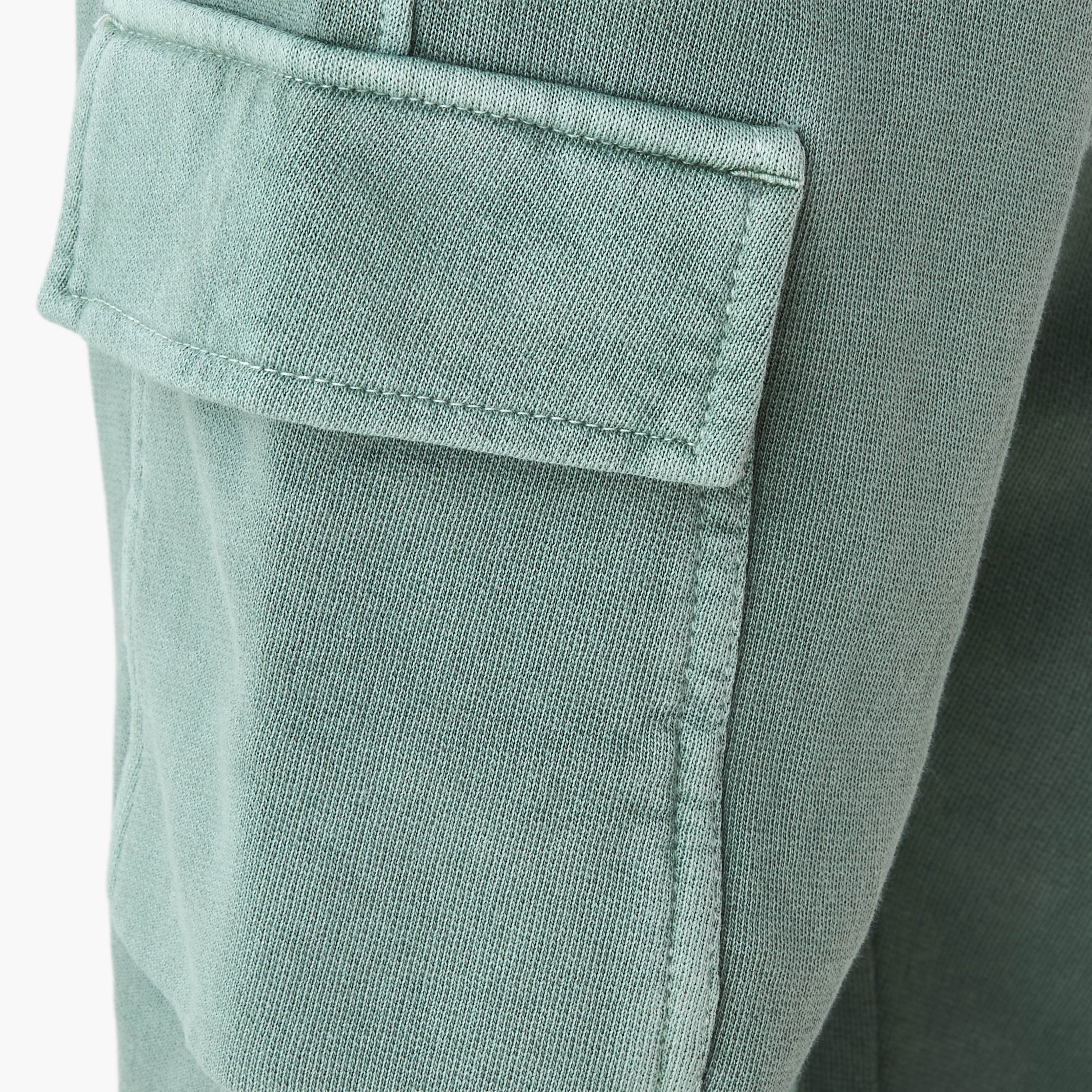 Juniors Solid Cargo Joggers with Drawstring Closure-boys-clothing-bottoms-joggersandtrackpants-image-5