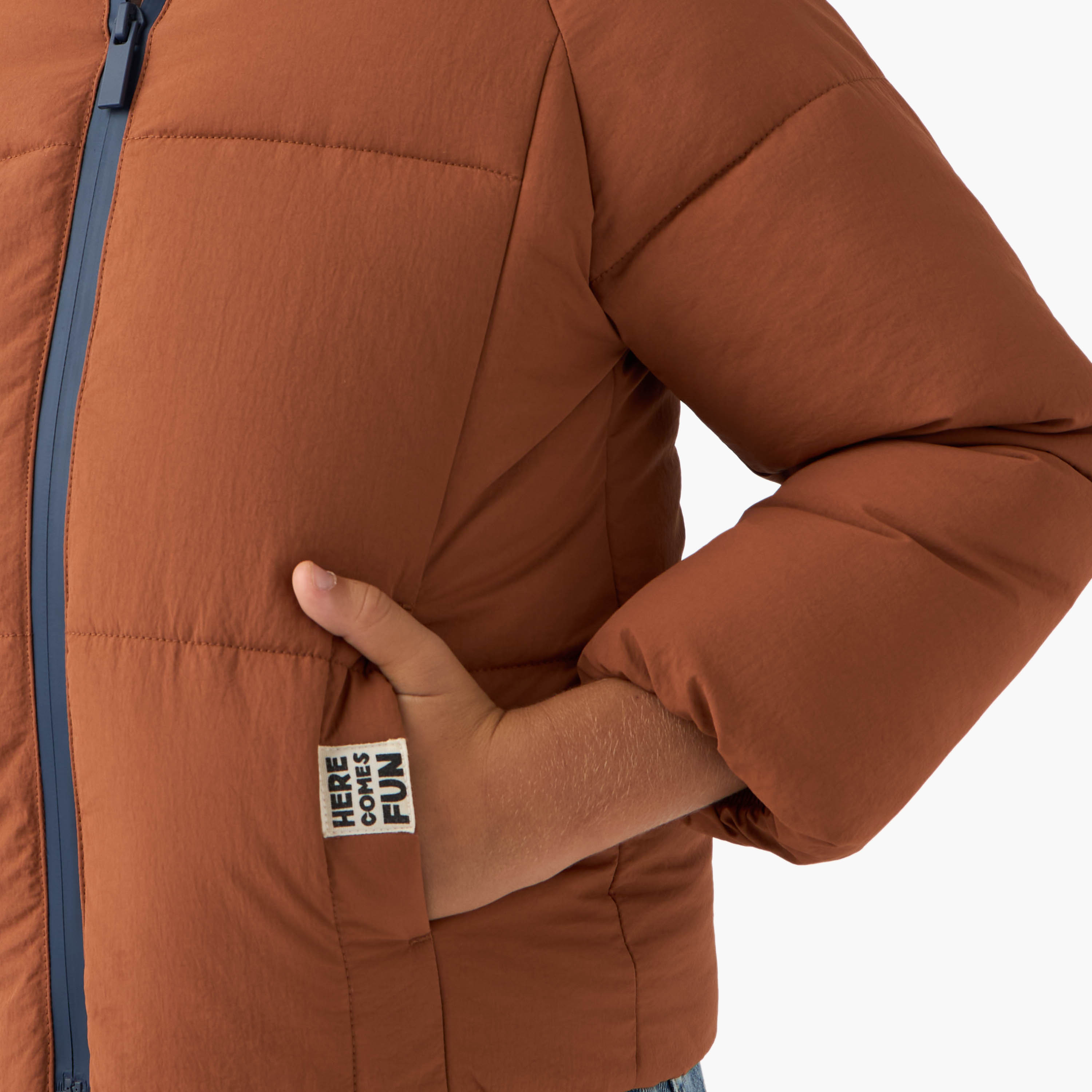 Juniors Solid Padded Hooded Jacket with Long Sleeves and Pockets-boys-clothing-jacketsandcoats-image-4